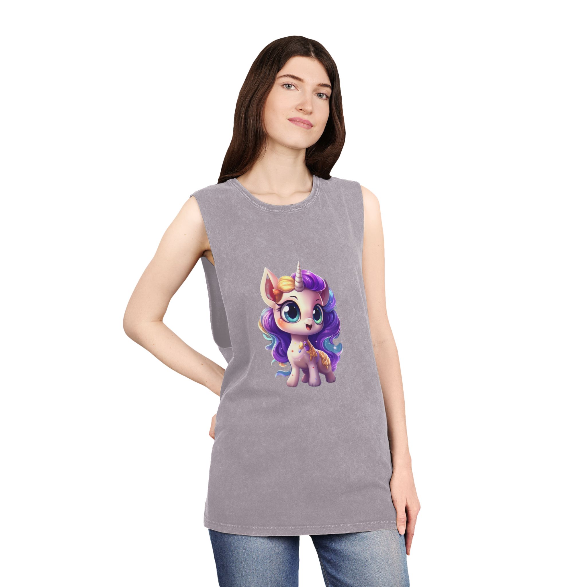 Beautiful Cute Baby Unicorn (1) Copy Unisex Stonewash Tank Top - Image 20