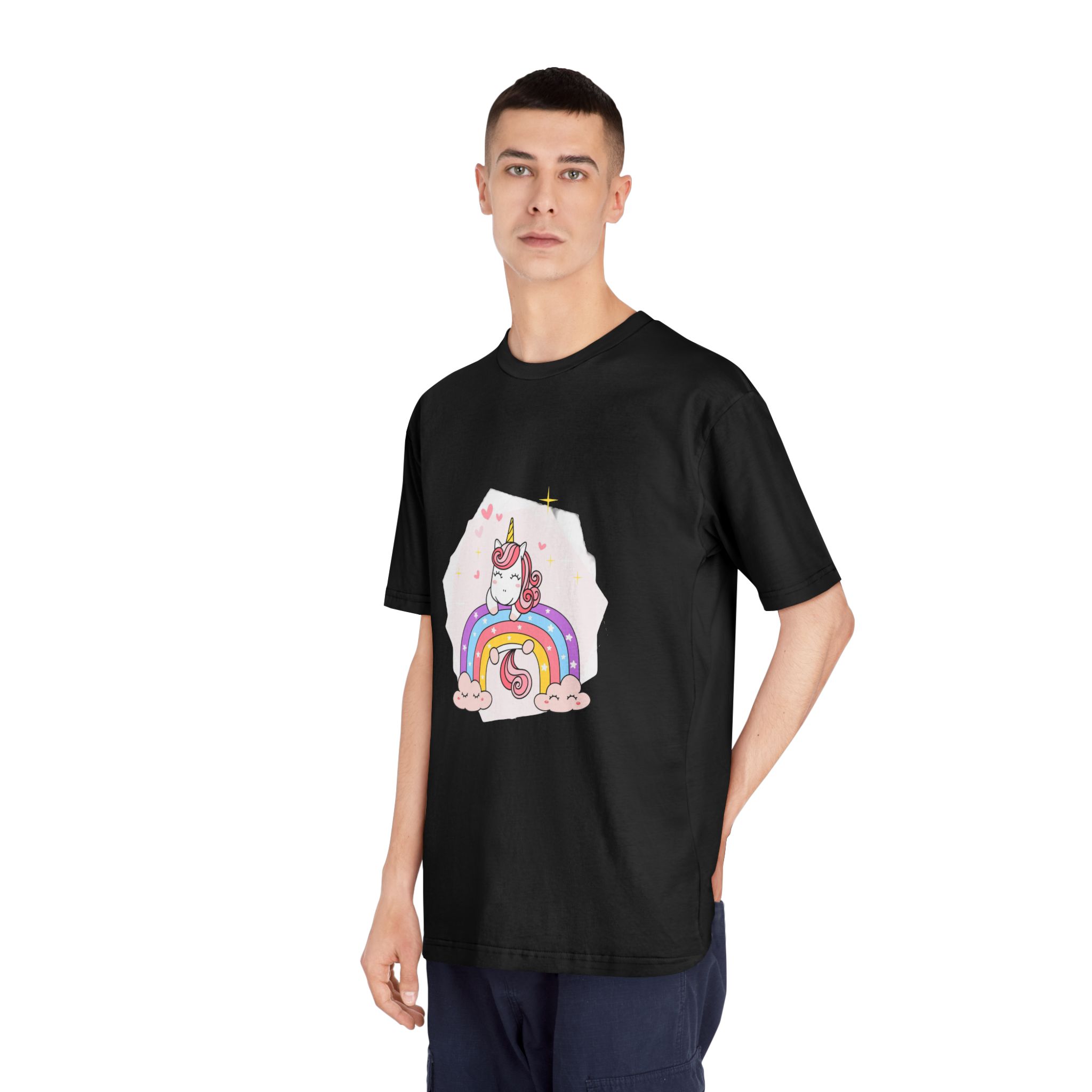 Cute Unicorn Magical Purple Rainbow Simple Doodle Outline Cartoon Illustration Unisex Classic Crewneck T Shirt - Image 8