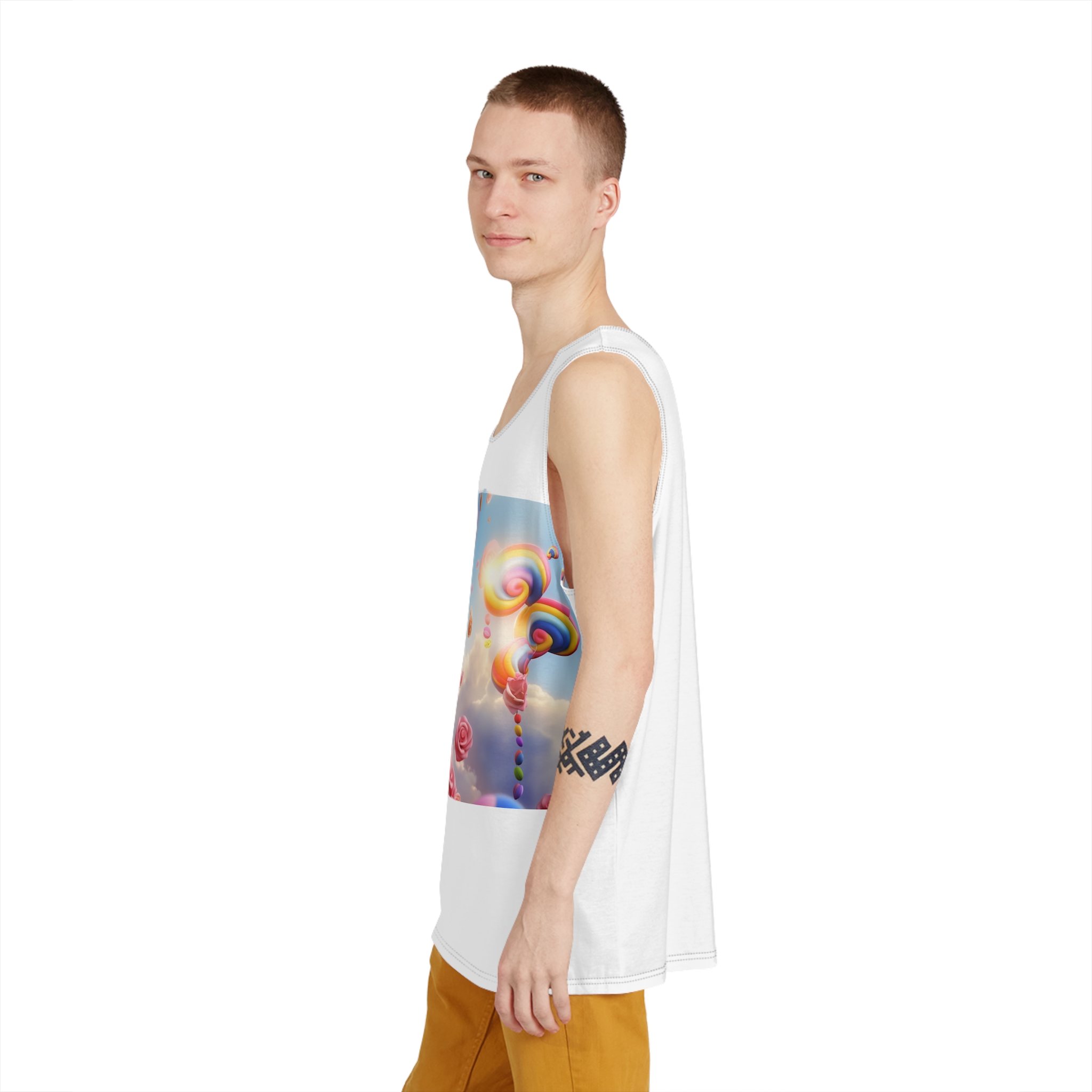 There Is Unicorn That Is Flying Through Air With Roses Generative Ai Mens Tank Aop