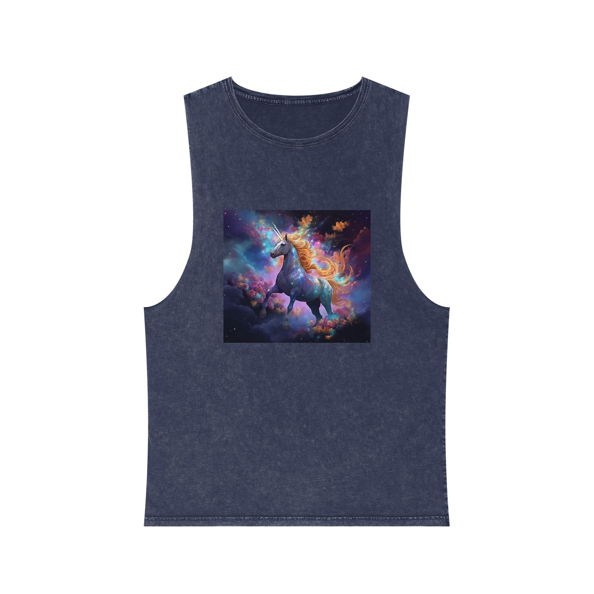 Unicorn Clouds With Rainbow Mane Star Field Generative Ai Unisex Stonewash Tank Top - Image 13