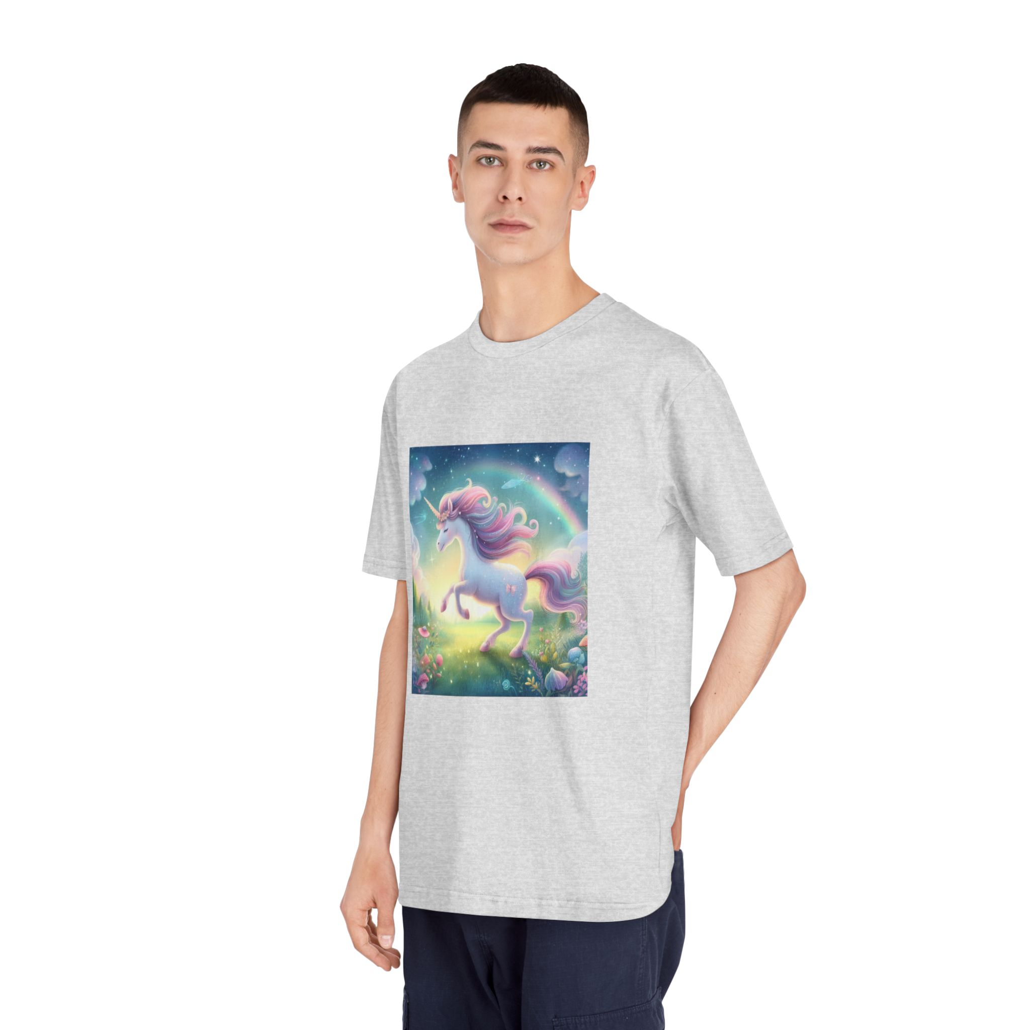 Beautiful Unicorn Running Magical Meadow Unicorn Background Images Whimsical Unicorn (21) Unisex Classic Crewneck T Shirt - Image 16