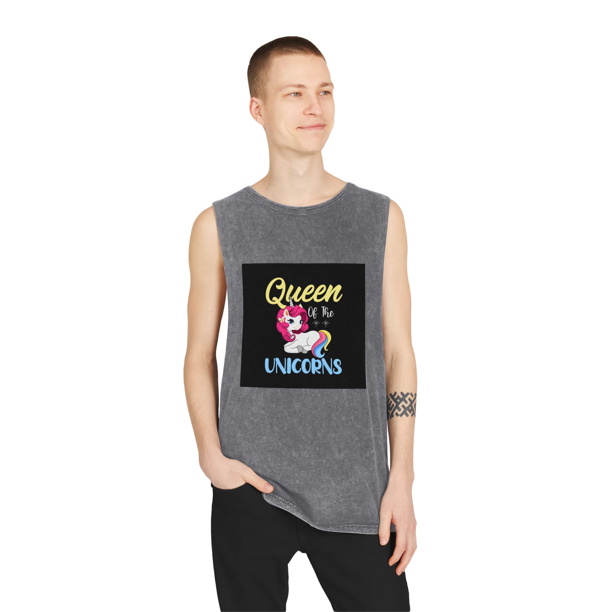 Unicorn 19 Unisex Stonewash Tank Top - Image 11