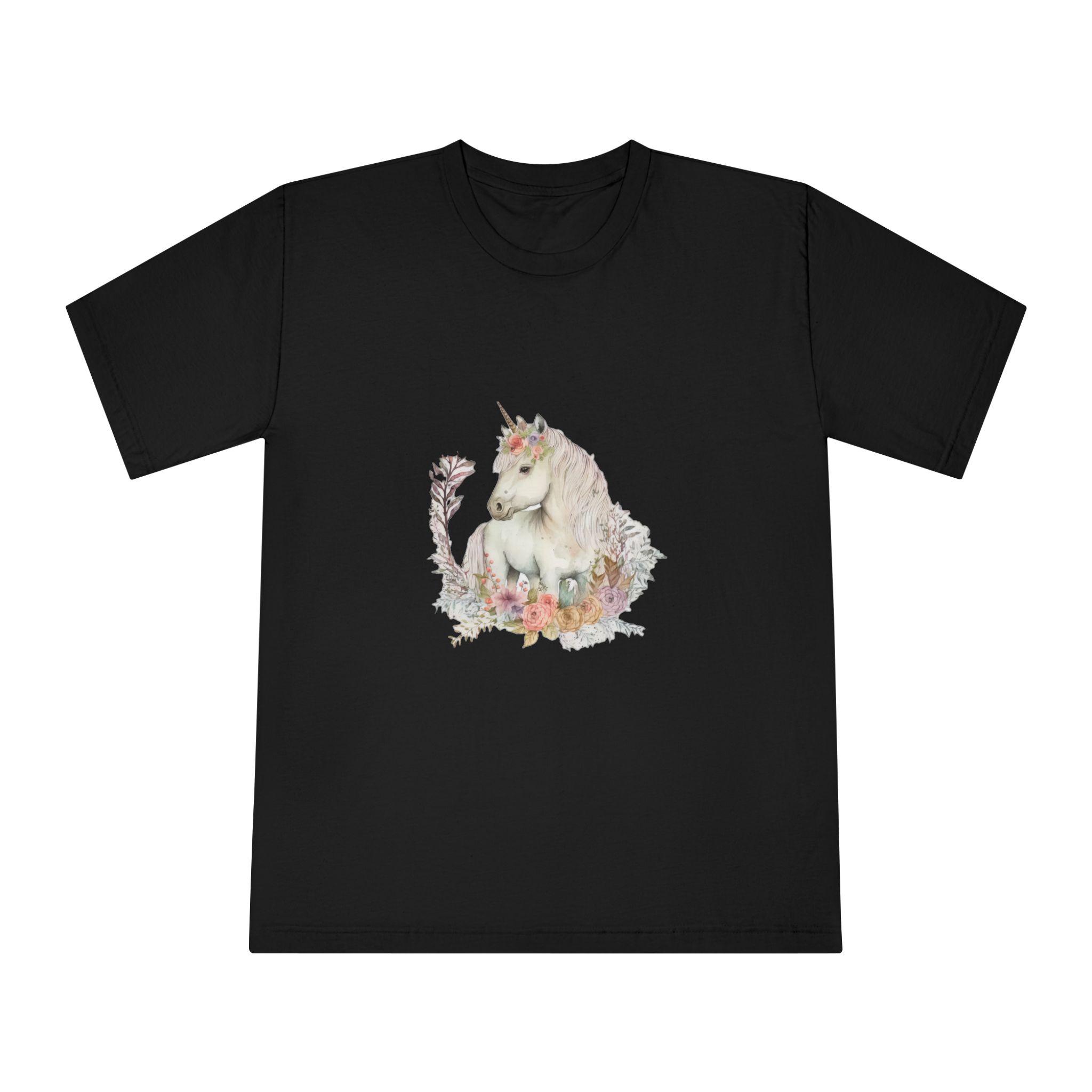 Watercolor Forest Cartoon Isolated Cute Baby Unicorn Animal Illustration Ai Generative Unisex Classic Crewneck T Shirt - Image 5