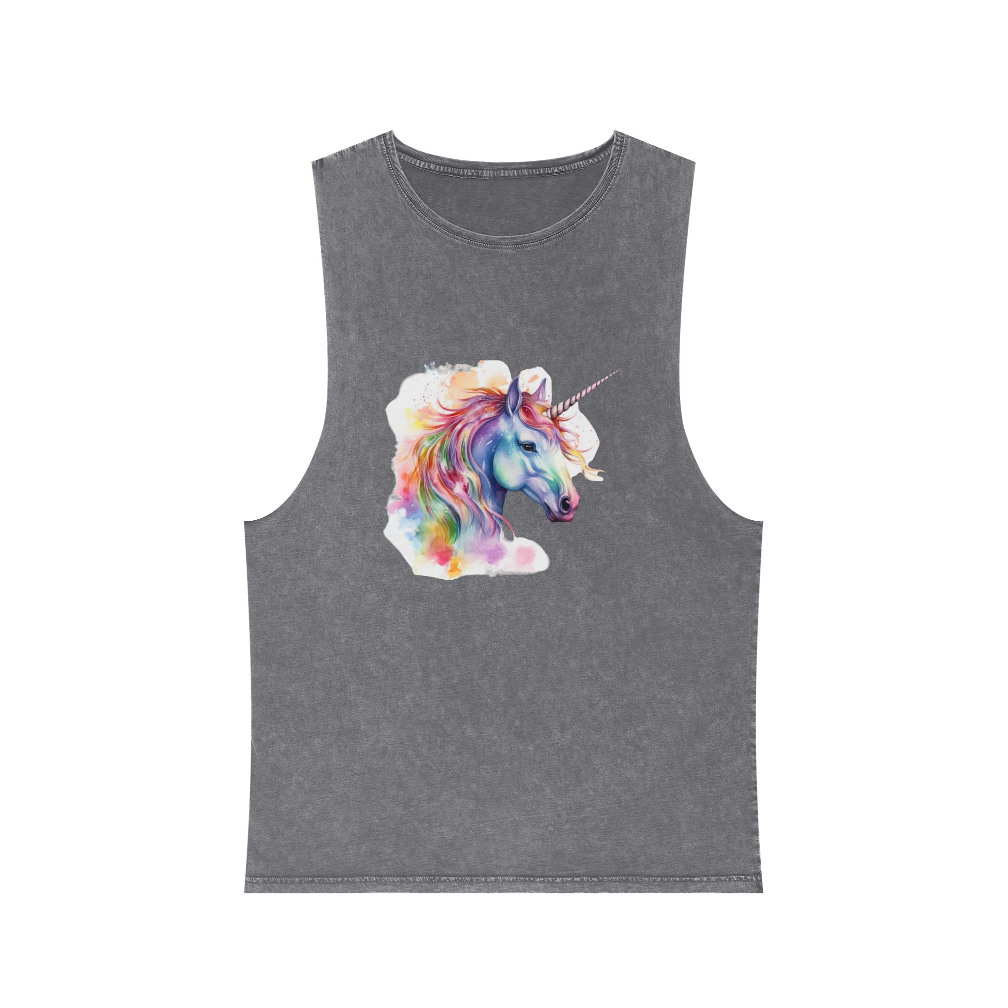 Coloful Unicorn Unisex Stonewash Tank Top - Image 9