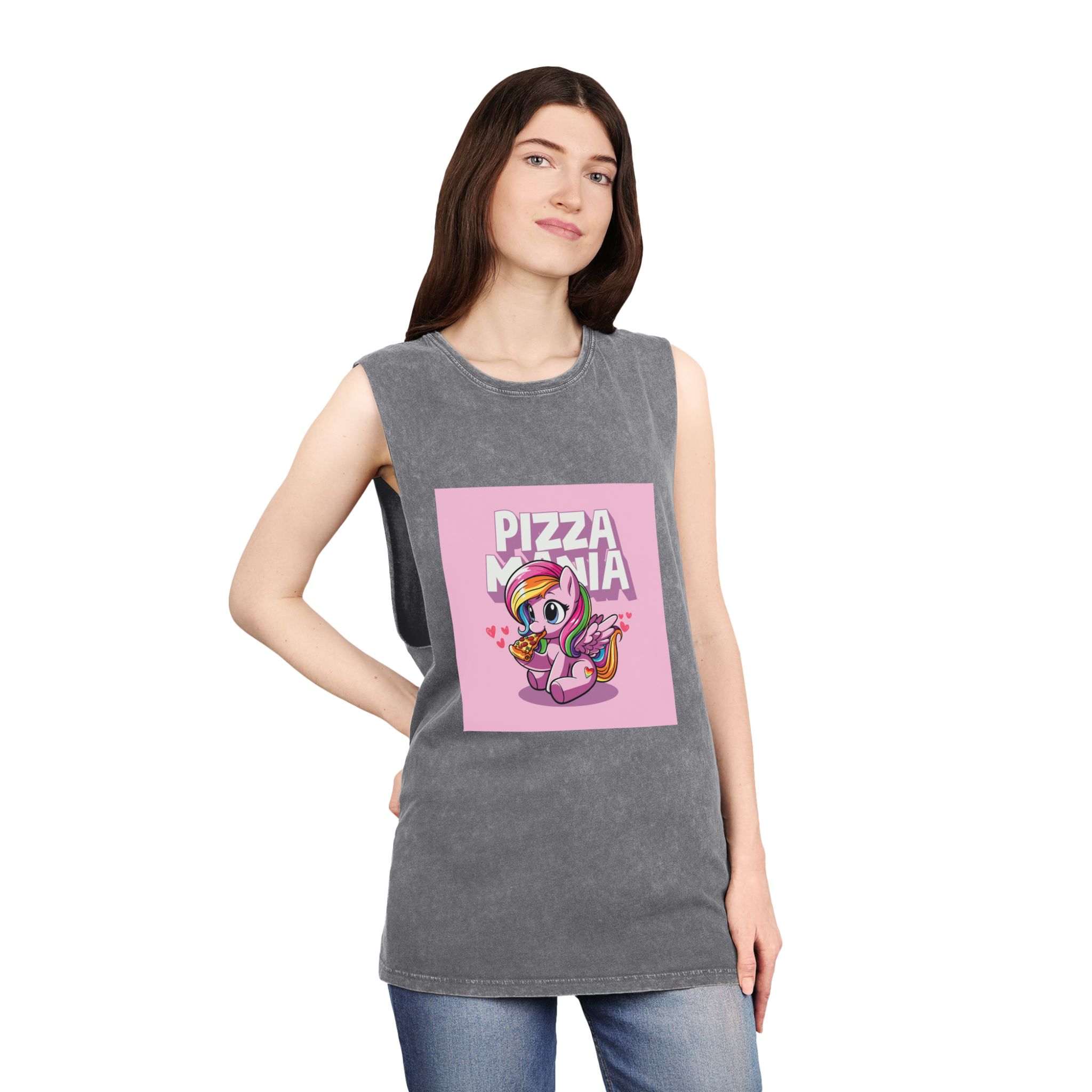 Pizza Mania Copia Unisex Stonewash Tank Top - Image 12