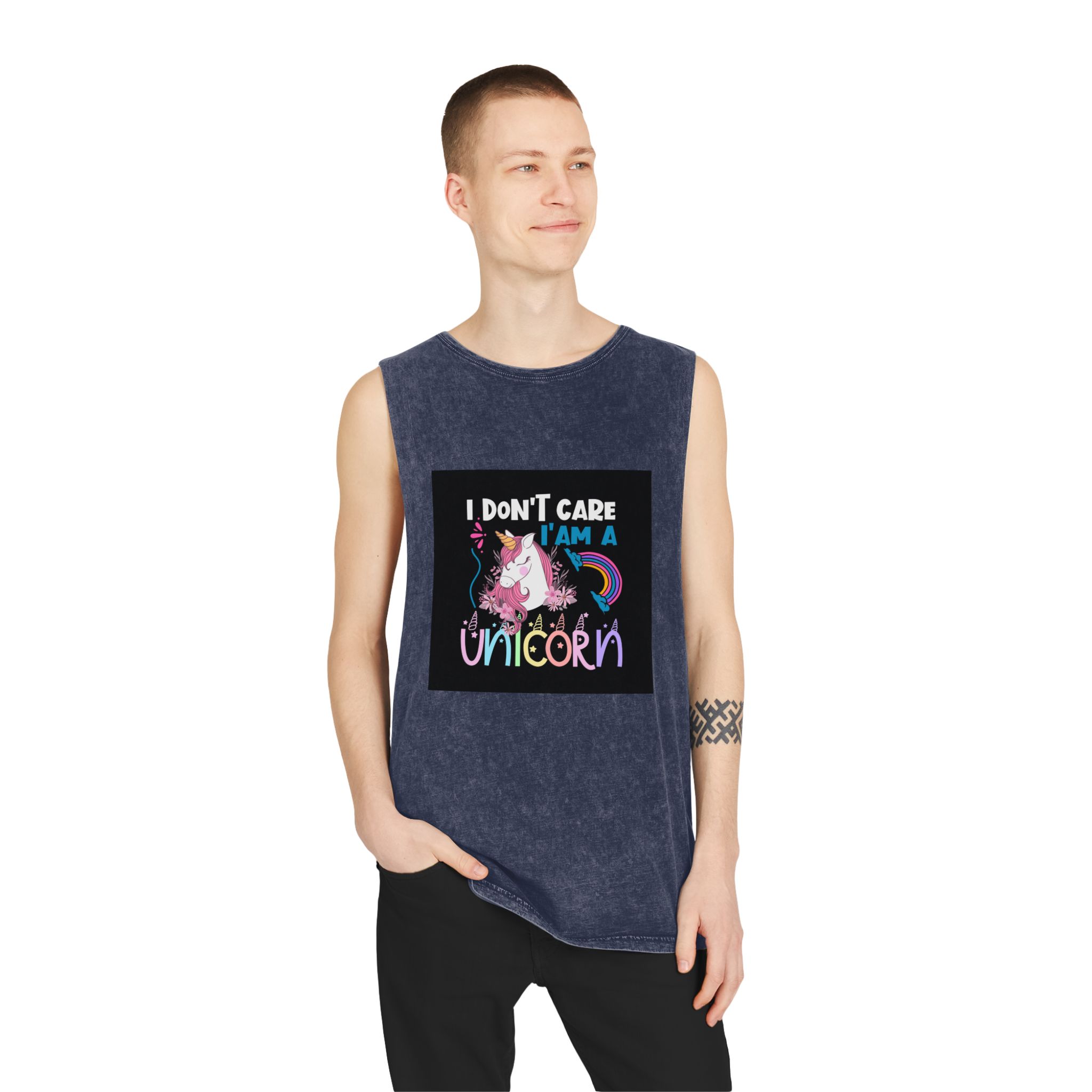 Unicorn Design 2 Unisex Stonewash Tank Top - Image 15