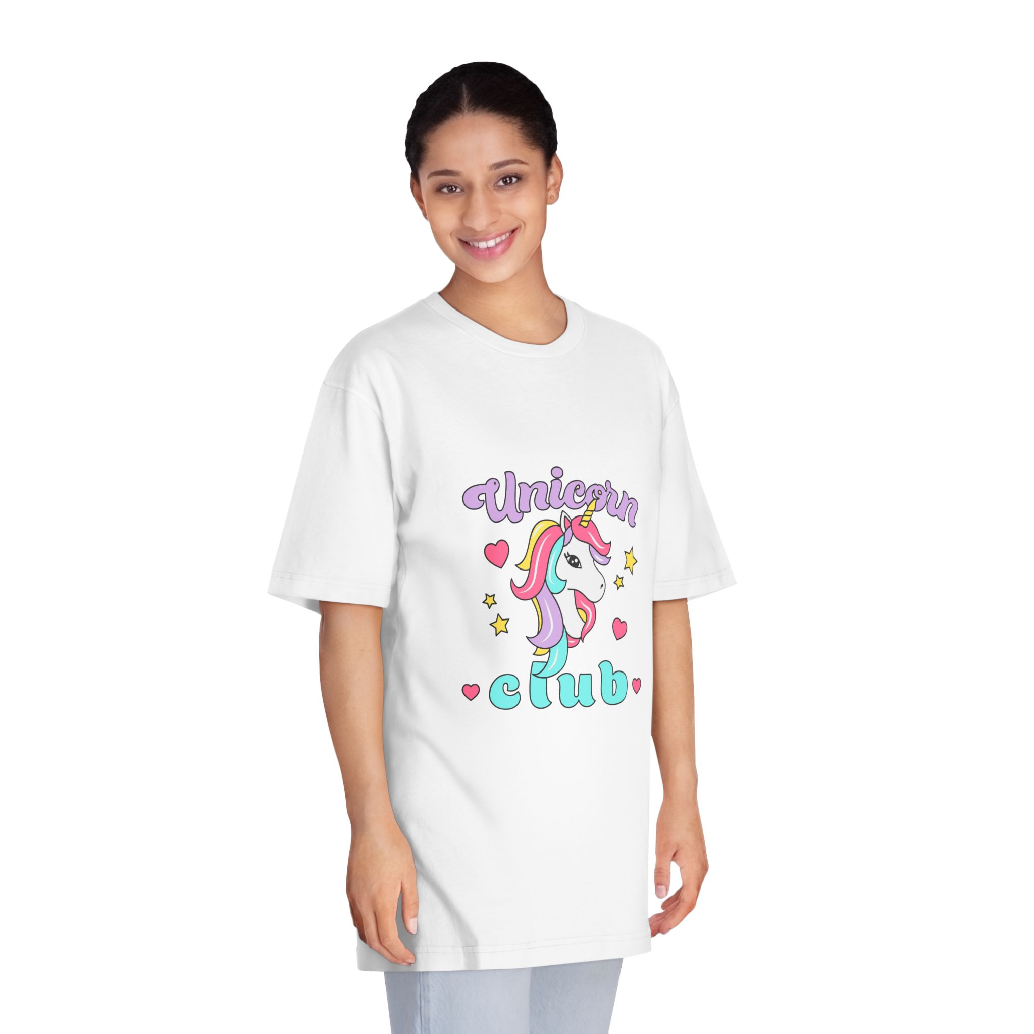 Unicorn Club Text With Colorful Hair Unicorn Unisex Classic Crewneck T Shirt - Image 3