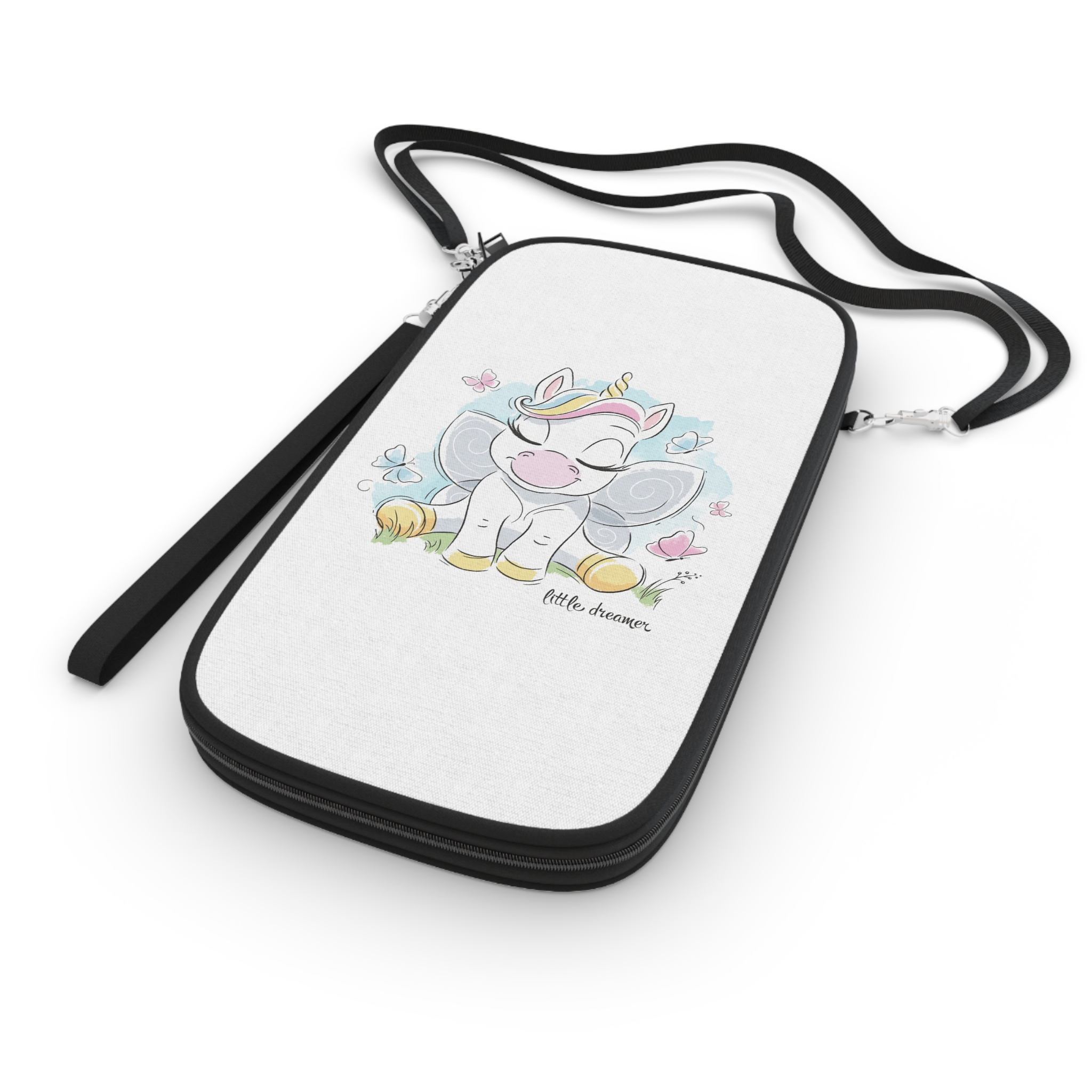 Cute Unicorn Fashion Illustration Drawing In Modern Style For Clothes Little Dreamer Text Passport Wallet - Image 3