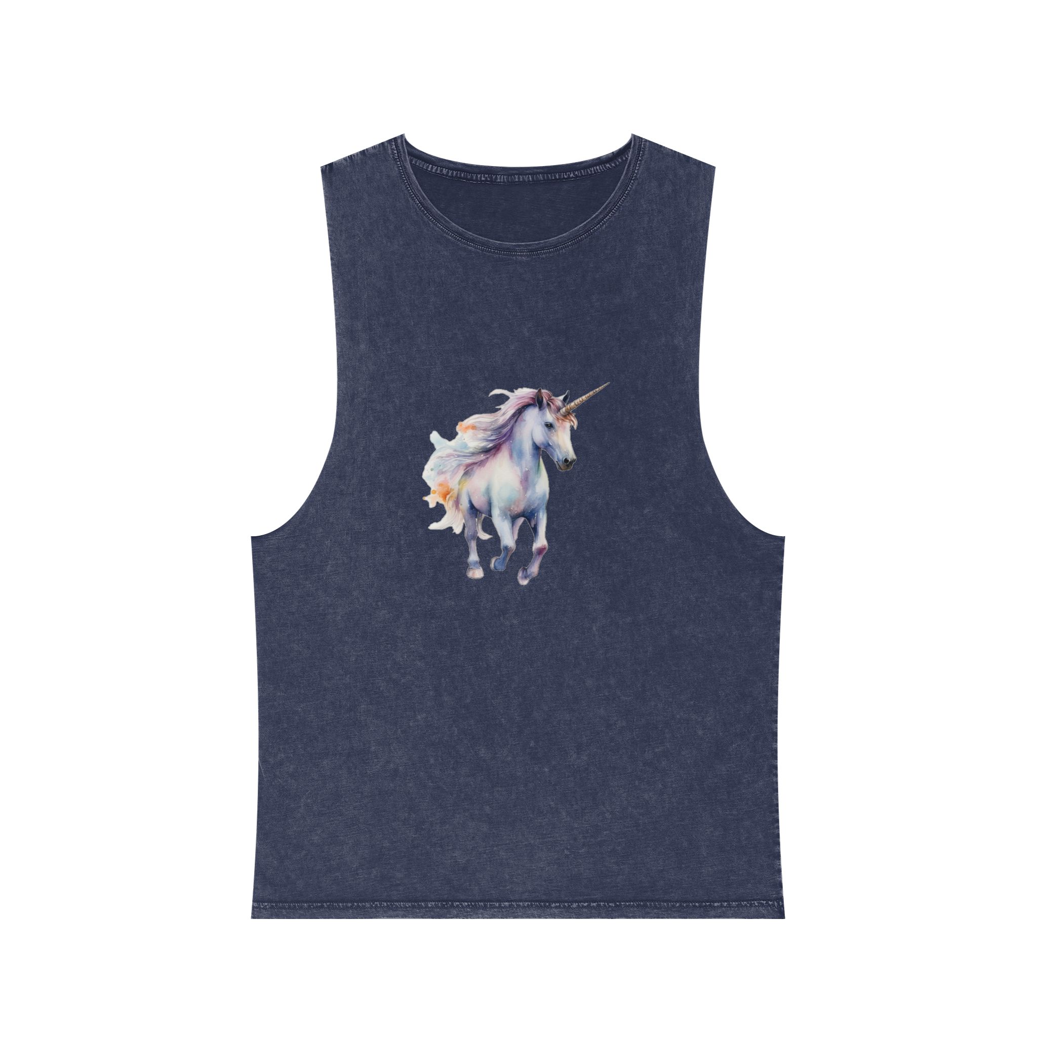 Painting Unicorn With Long Mane Colorful Mane Generative Ai (4) Unisex Stonewash Tank Top - Image 13