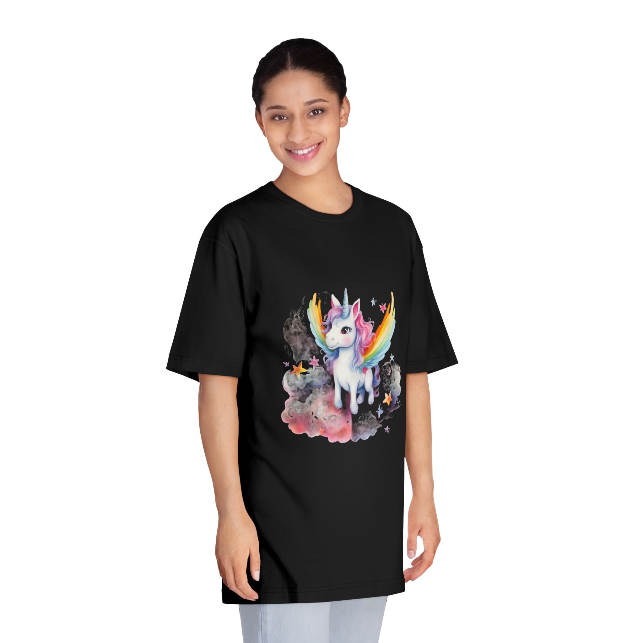 There Is Unicorn With Rainbow Mane Wings Cloud Generative Ai Unisex Classic Crewneck T Shirt - Image 7