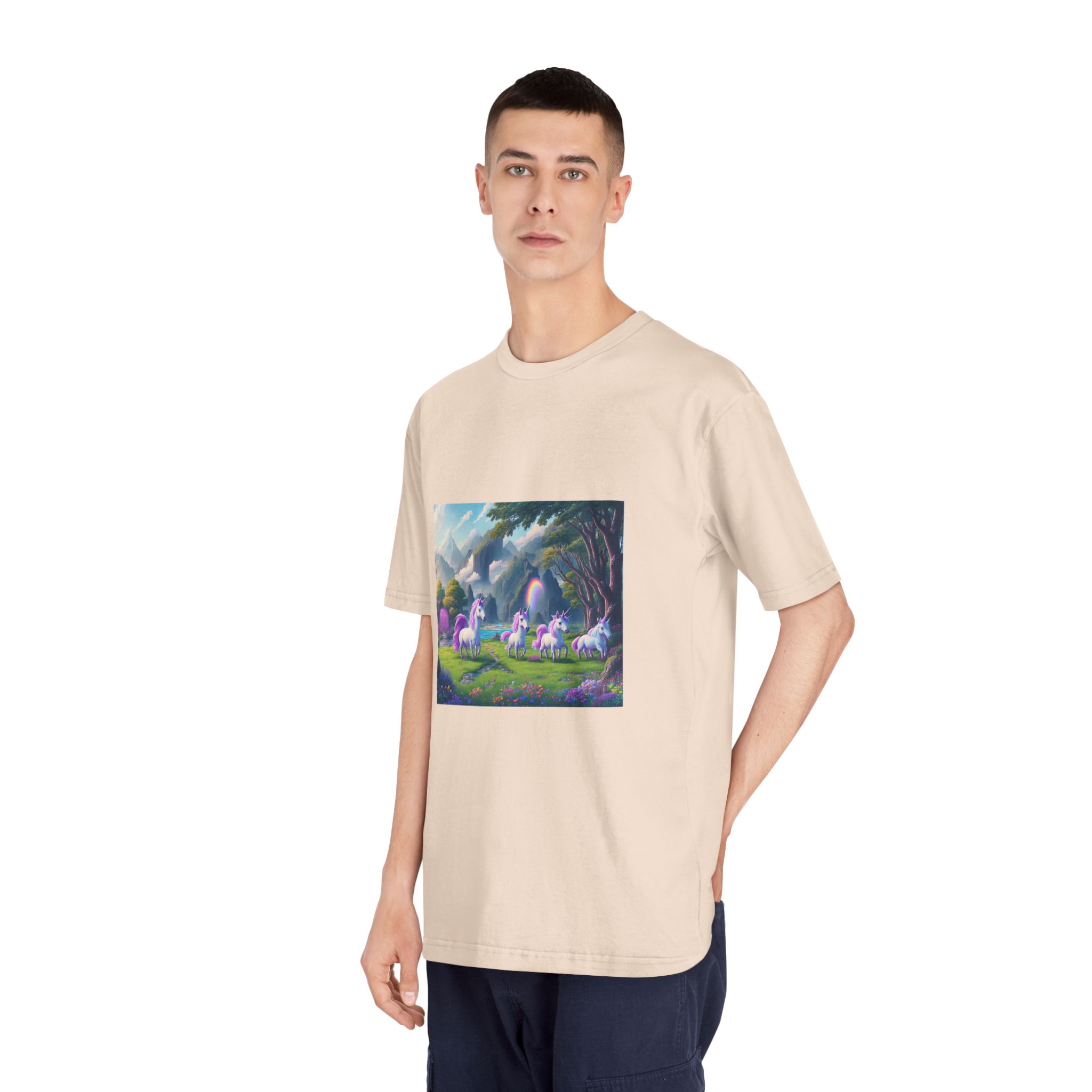 Painting Group Unicorns Landscape With Mountains Background Unisex Classic Crewneck T Shirt - Image 12