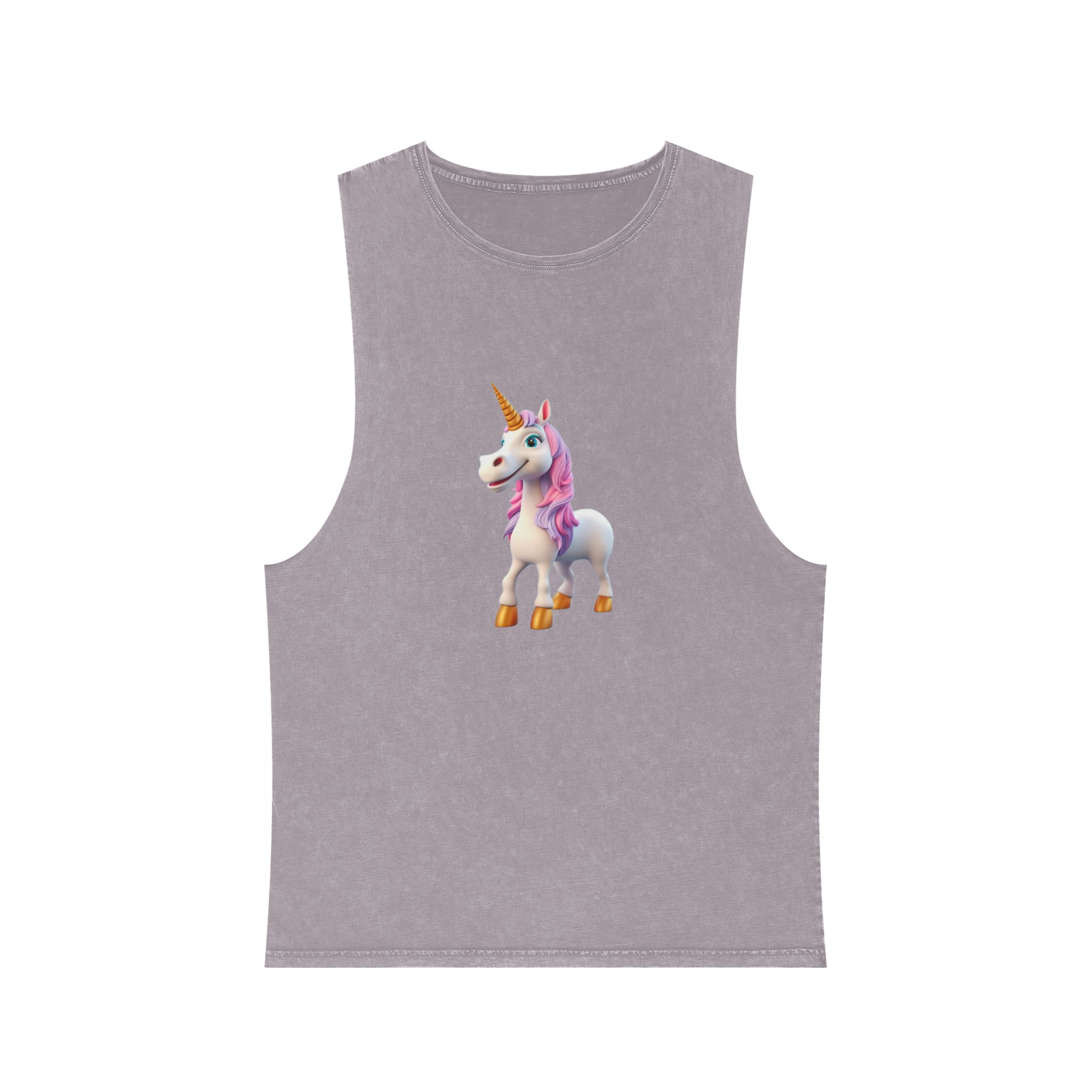 Colorful Cartoon Animated 3d Unicorn Children (15) Unisex Stonewash Tank Top - Image 17
