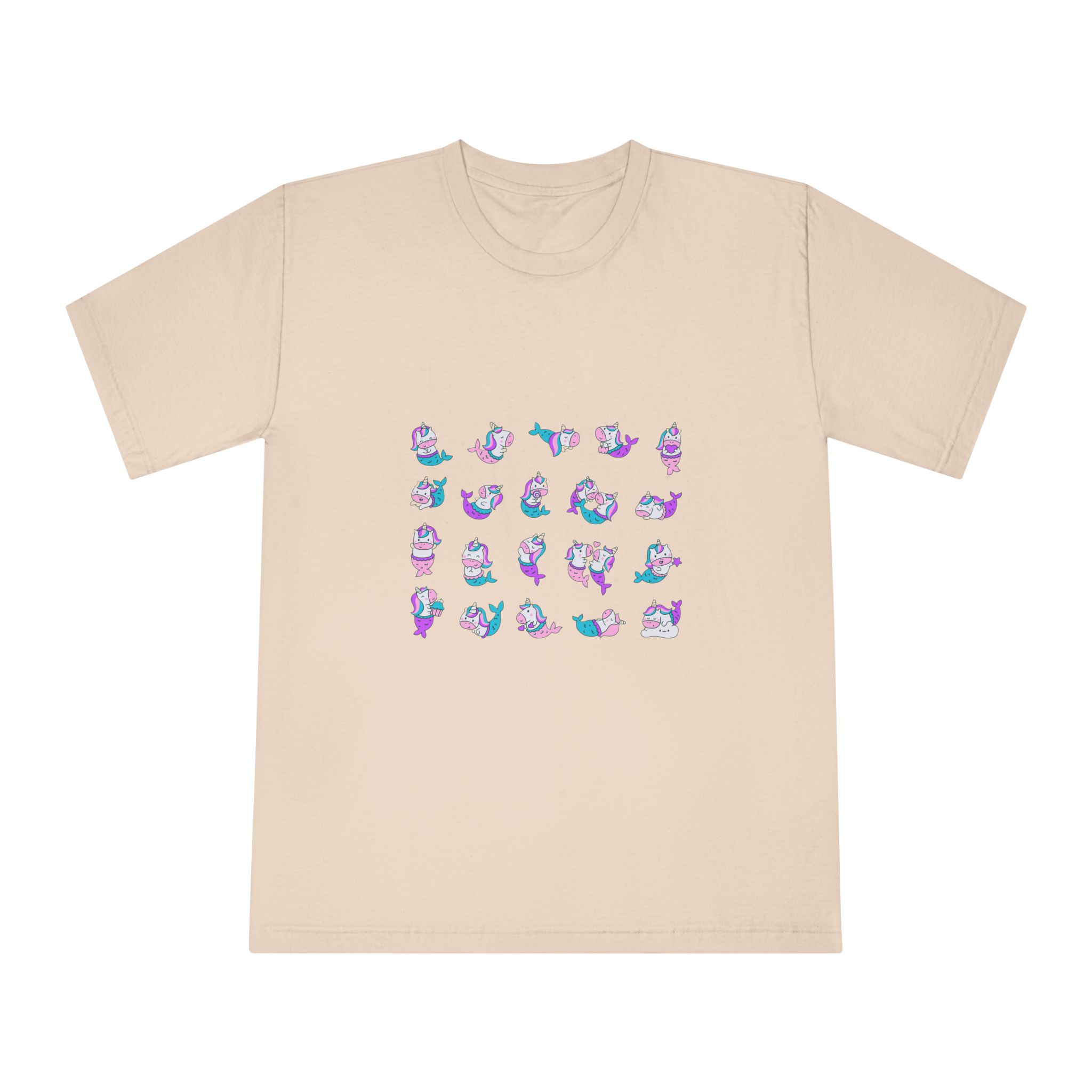 Cute Kawaii Unicorn Mermaid Fantasy Cartoon Characters Hand Drawn Style Unisex Classic Crewneck T Shirt - Image 9