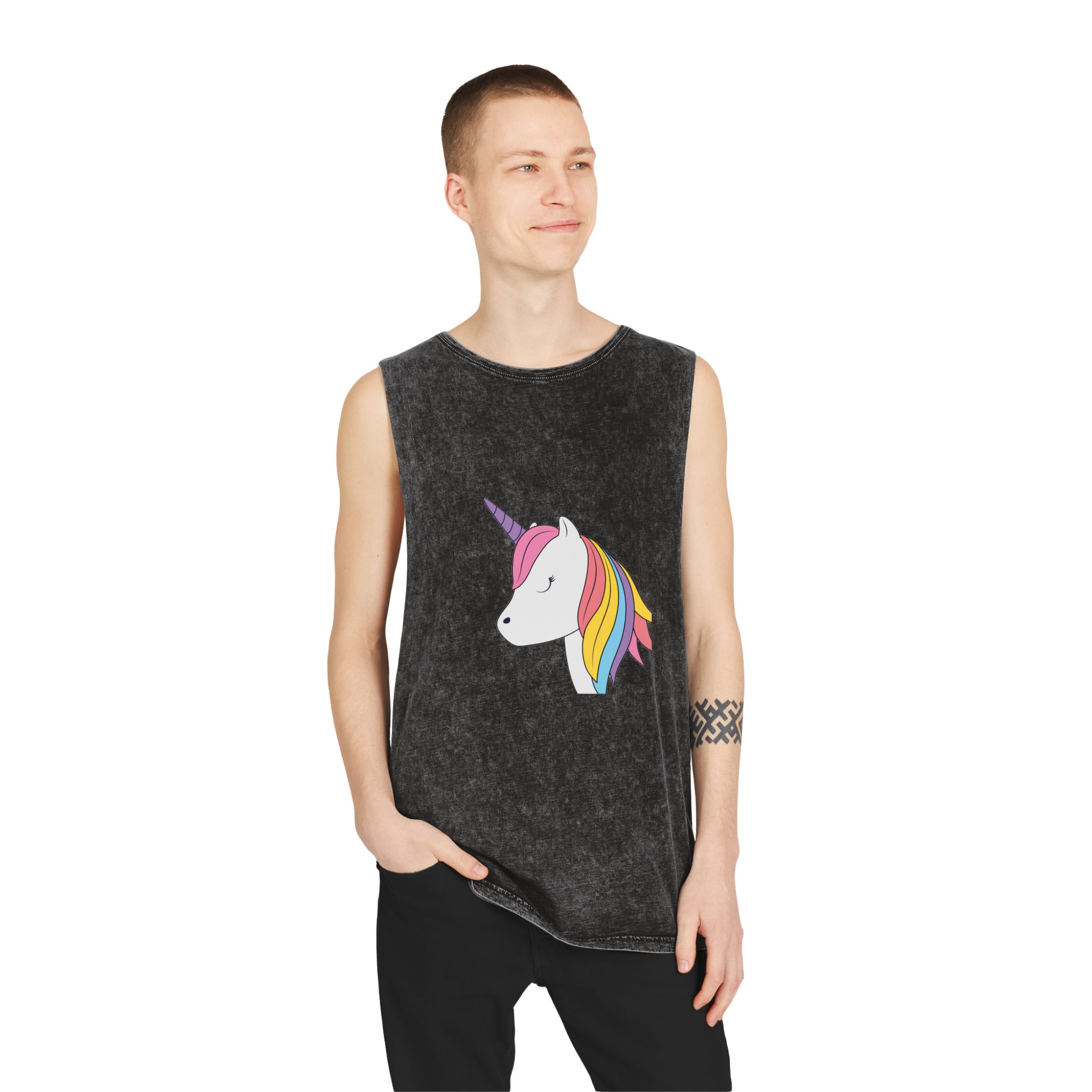 Beautiful Unicorn Copia Unisex Stonewash Tank Top - Image 3