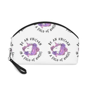 Cute Girly Unicorn With Flowers Motivational Quote Makeup Bag