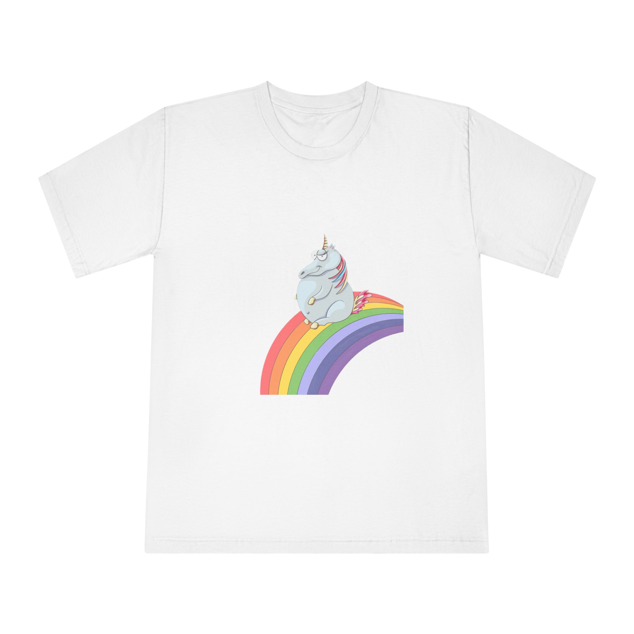 Unicorn and Rainbow Childrens Tale Magic Art Flat Unisex Classic Crewneck T Shirt