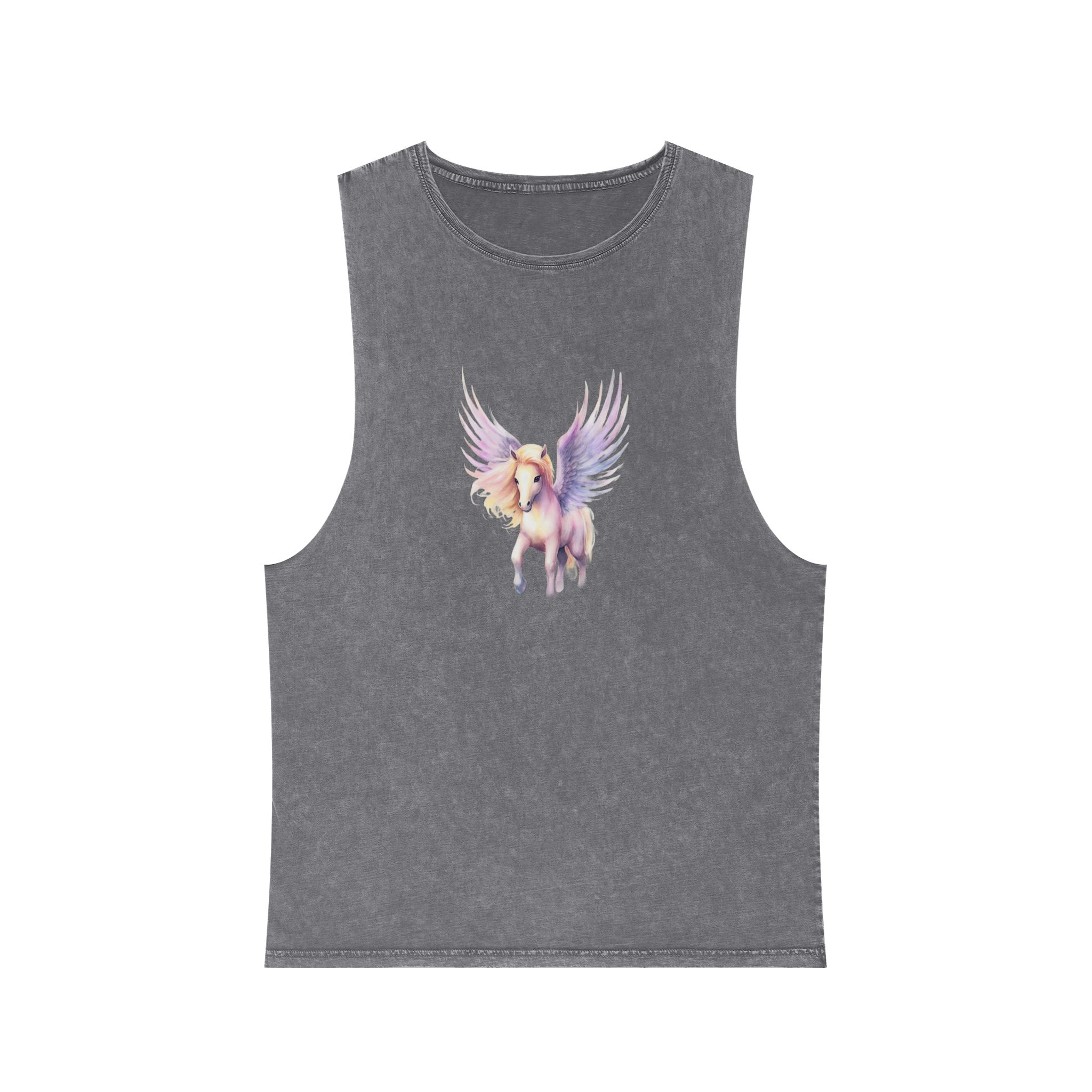 Pony Pegasus Watercolor Clipart Cute Isolated White Background With Generative Ai Technology Unisex Stonewash Tank Top - Image 9
