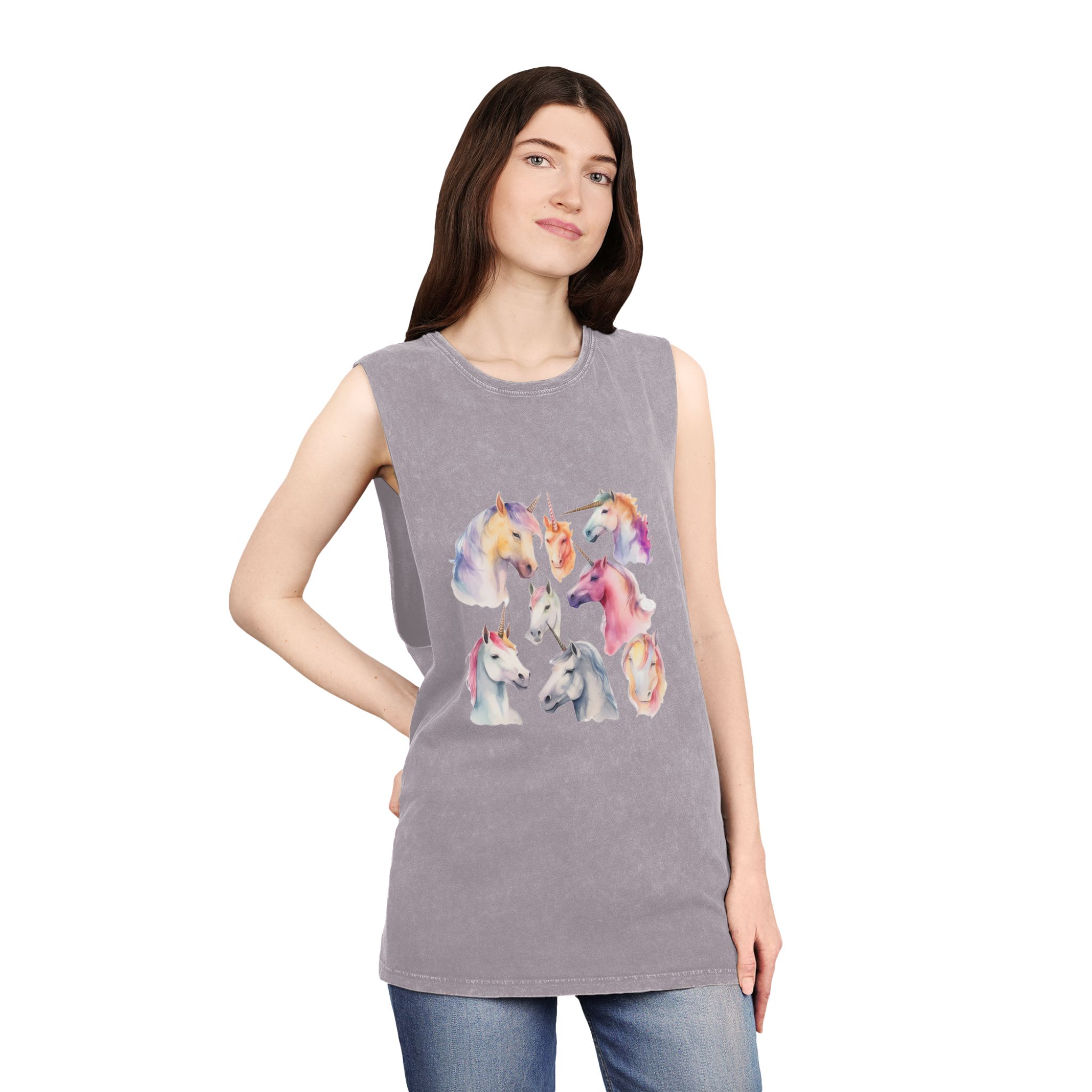 There Are Four Different Unicorns With Different Colored Manes Generative Ai Unisex Stonewash Tank Top - Image 20