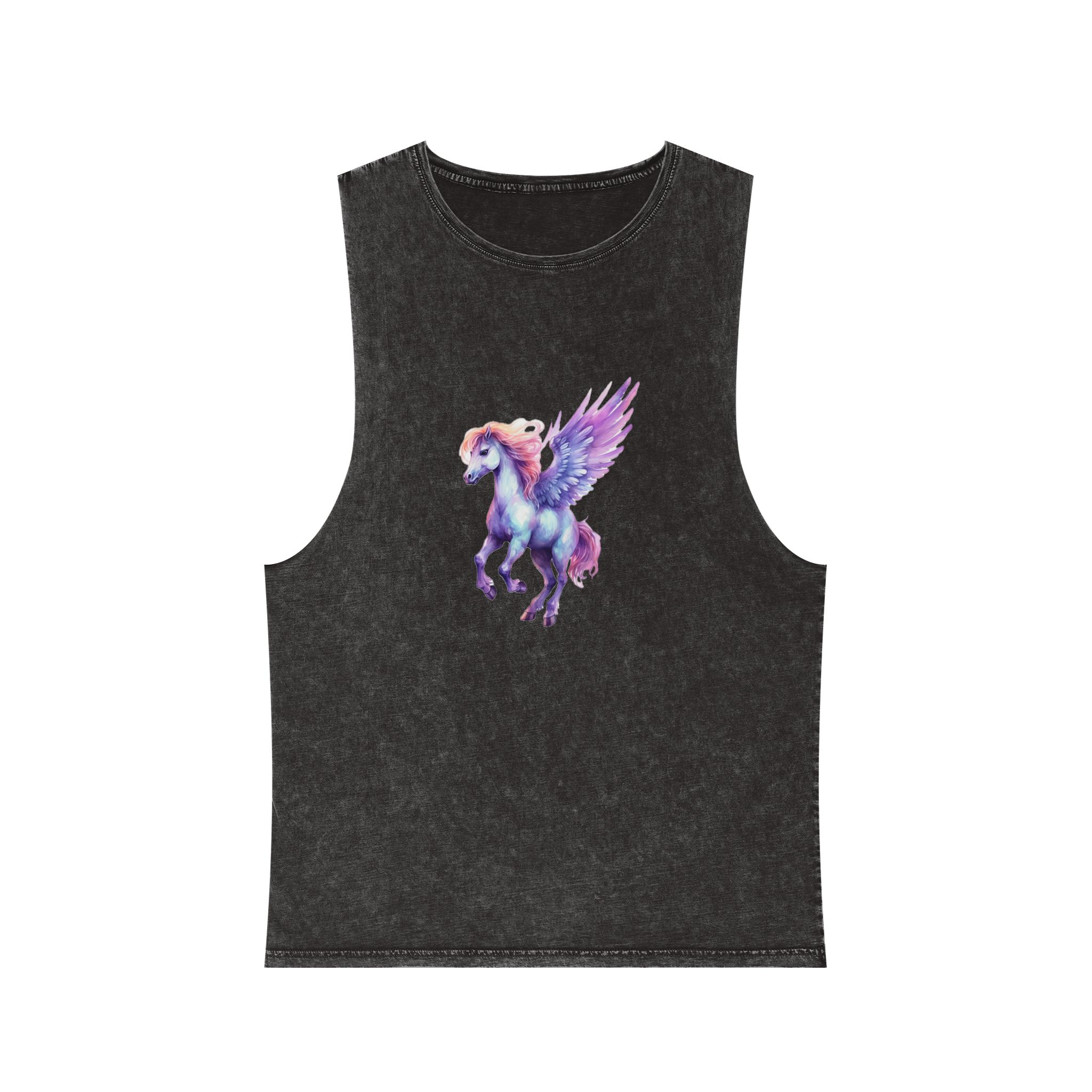 Pegasus Watercolor Clipart Cute Isolated White Background With Generative Ai Technology Unisex Stonewash Tank Top