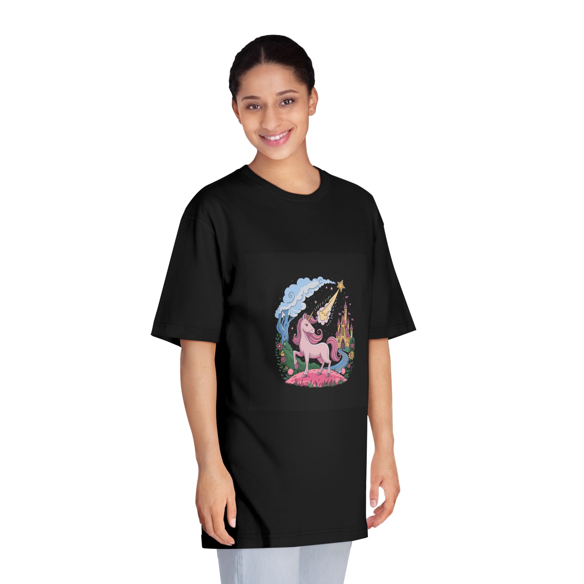 Unicorn With Star Its Head Is Drawn By Unicorn Unisex Classic Crewneck T Shirt - Image 7