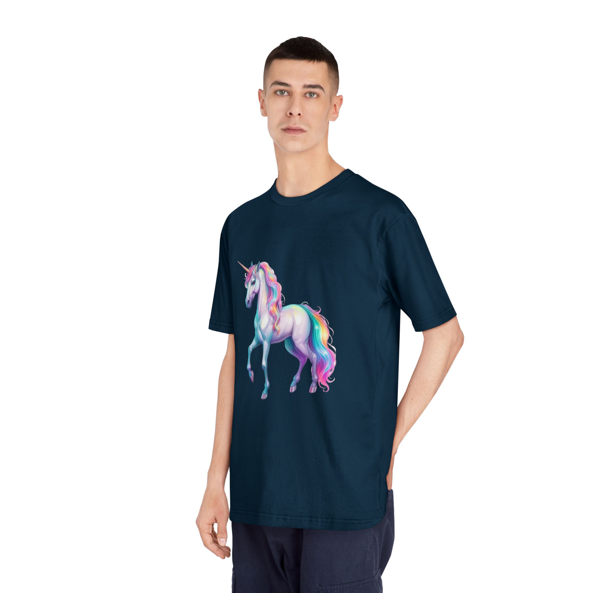 White Unicorn With Rainbow Mane Long Mane Generative Ai Fotor Bg Remover 20231203171019 Unisex Classic Crewneck T Shirt - Image 20