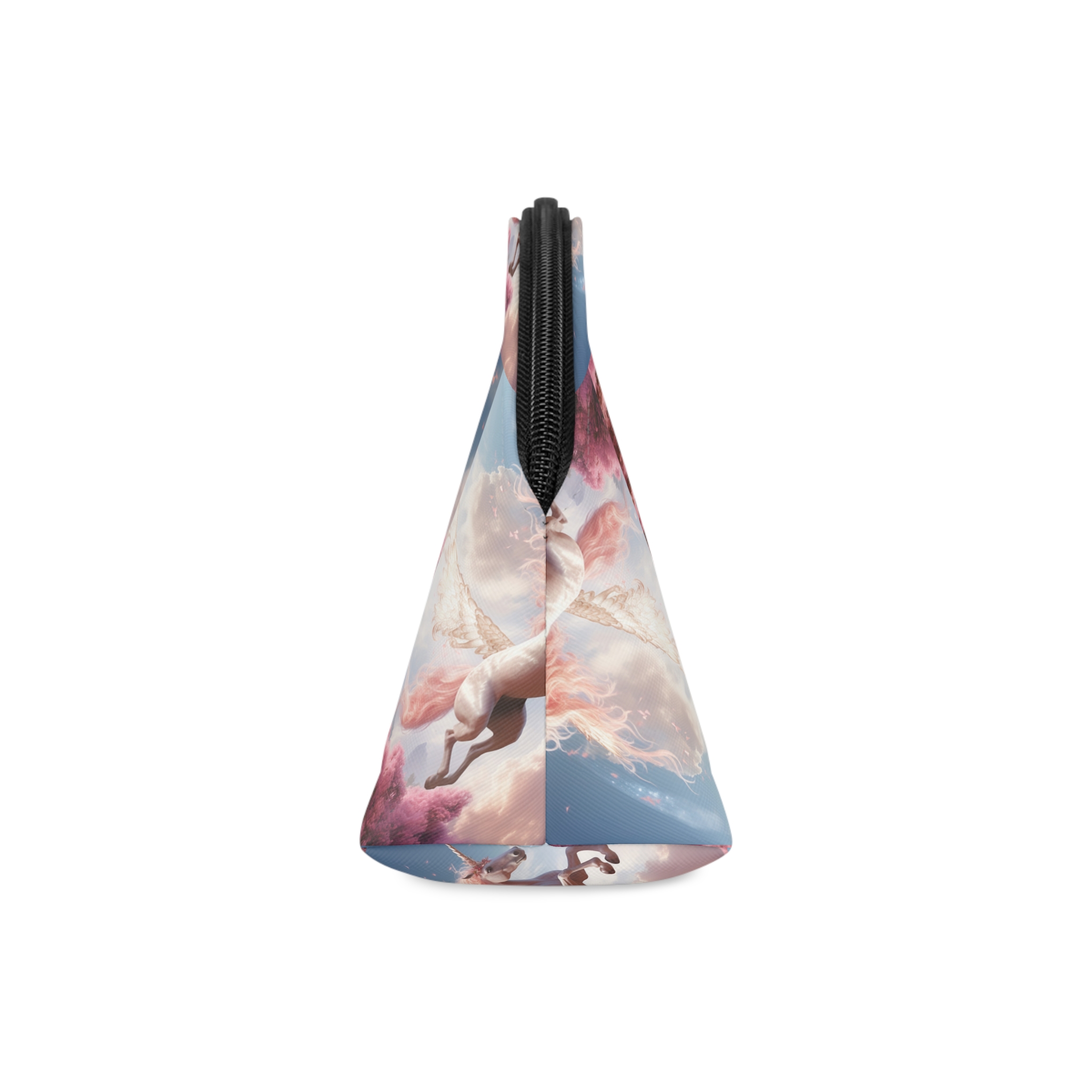 Unicorn With Pink Mane Flying Through Sky With Pink Trees Generative Ai Makeup Bag - Image 4