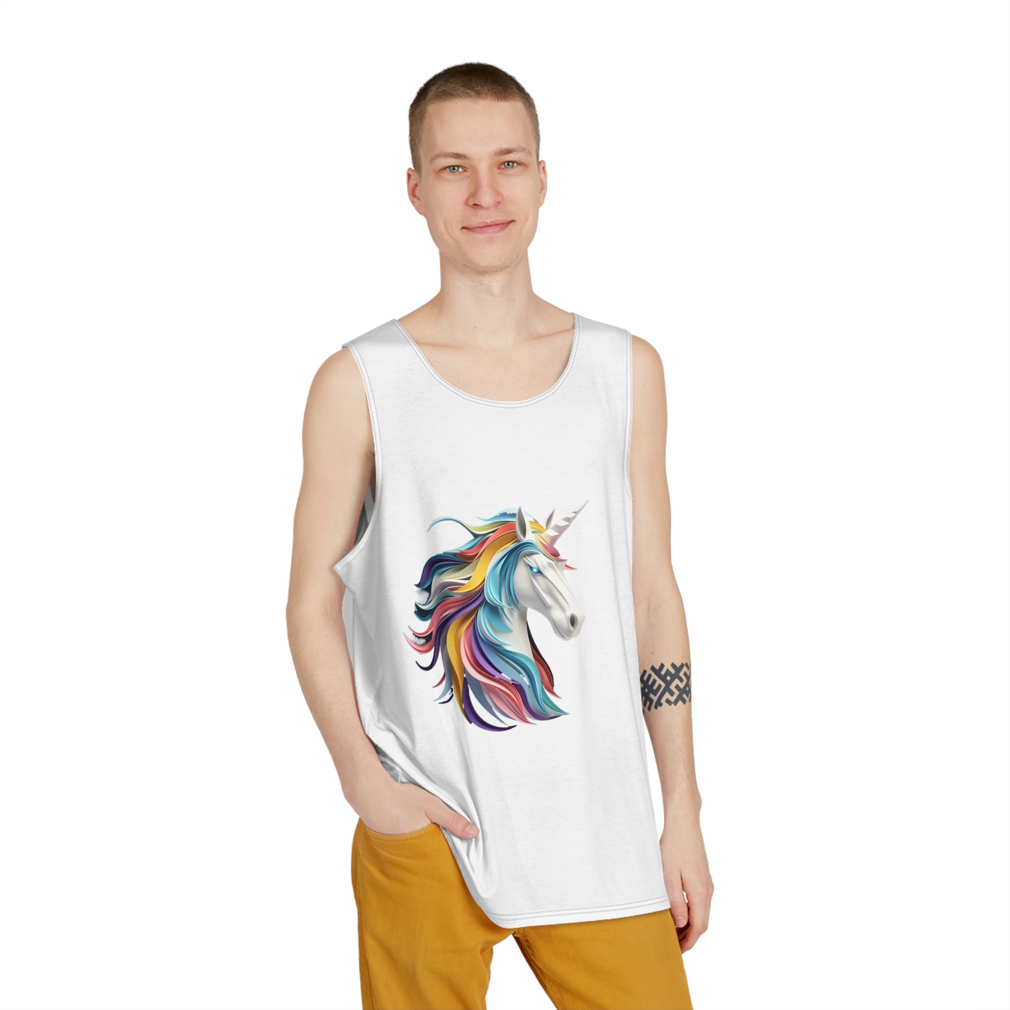 Mythical Unicorn Paper Style Fotor Bg Remover 202311048948 Mens Tank Aop - Image 3
