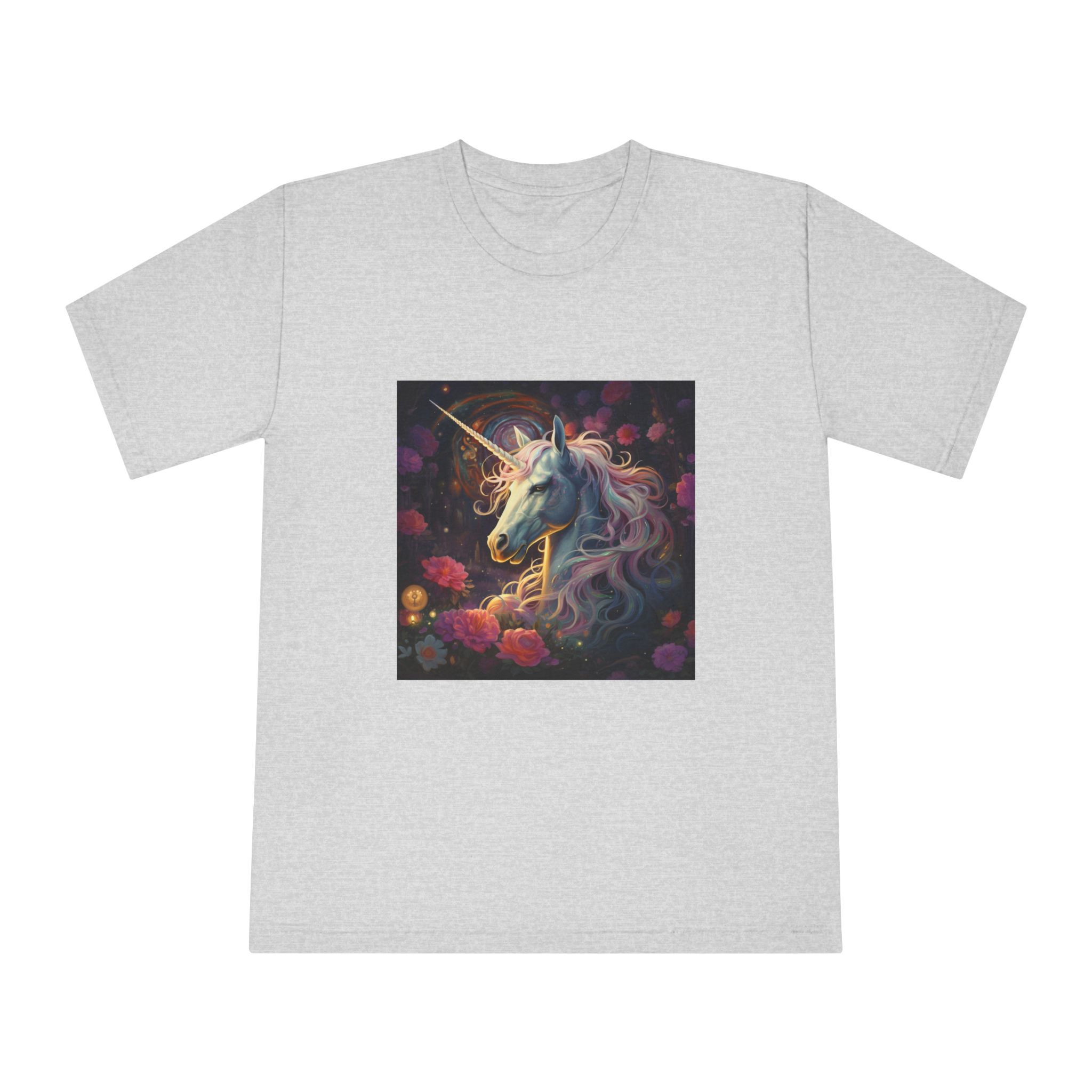 Unicorn With Long Mane Flowers Dark Forest Generative Ai Unisex Classic Crewneck T Shirt - Image 13
