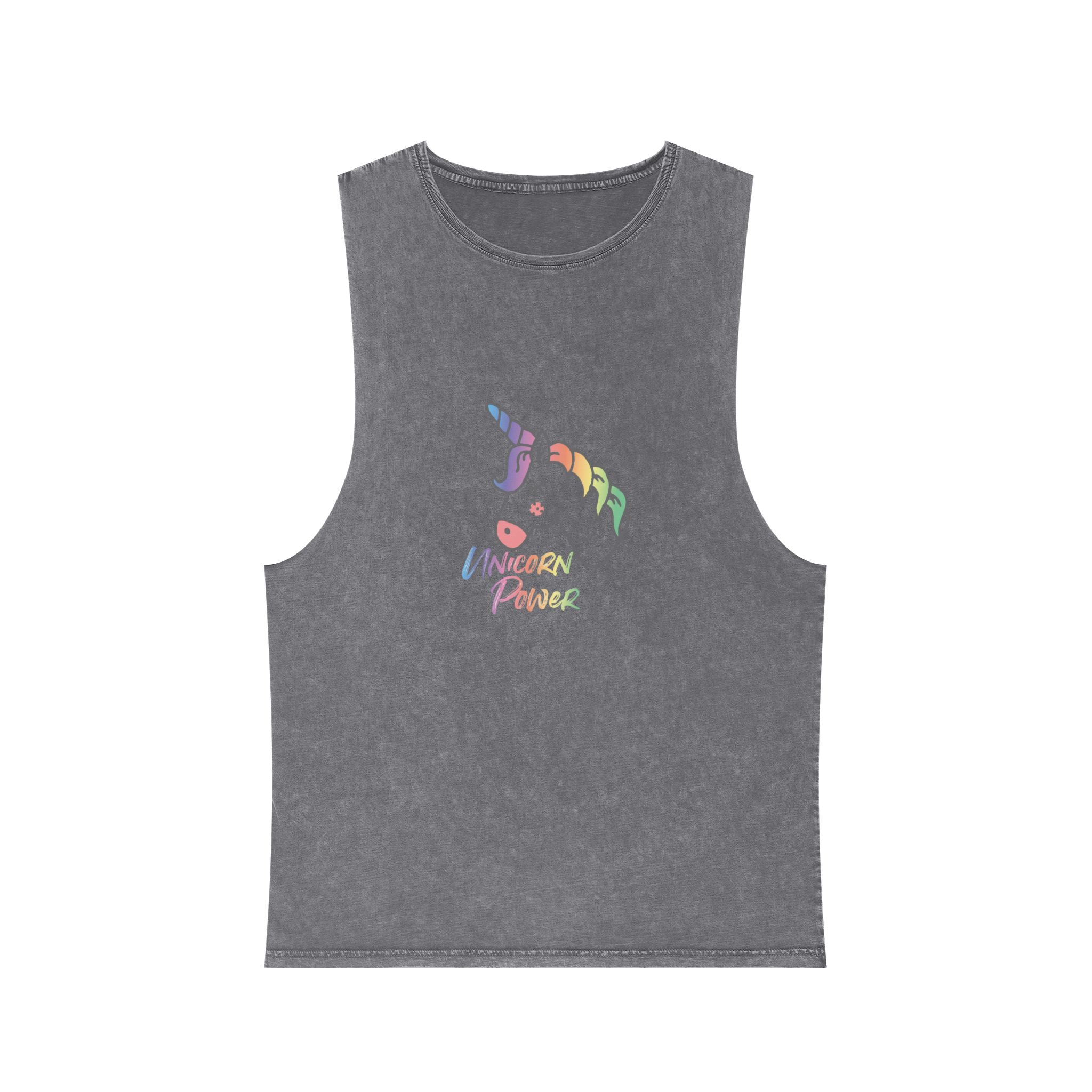 Cute Magical Unicorn Hand Drawn Illustration Unisex Stonewash Tank Top - Image 9