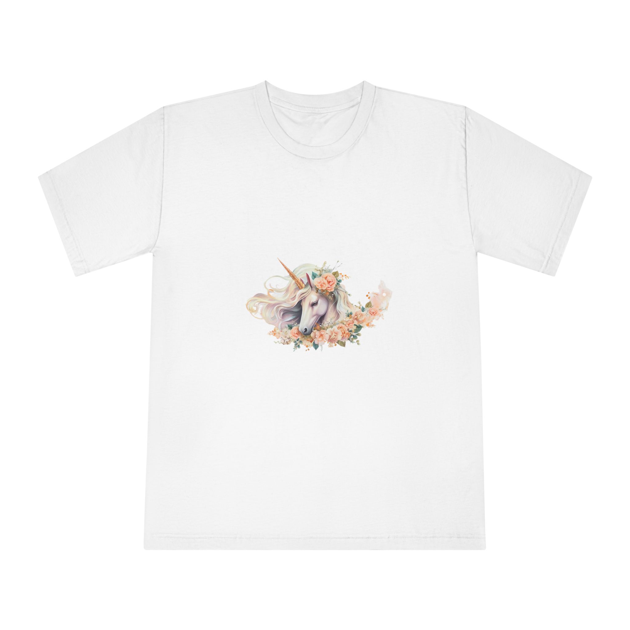 Beautiful Unicorn Card Template With Floral Wreath Generative Ai Unisex Classic Crewneck T Shirt