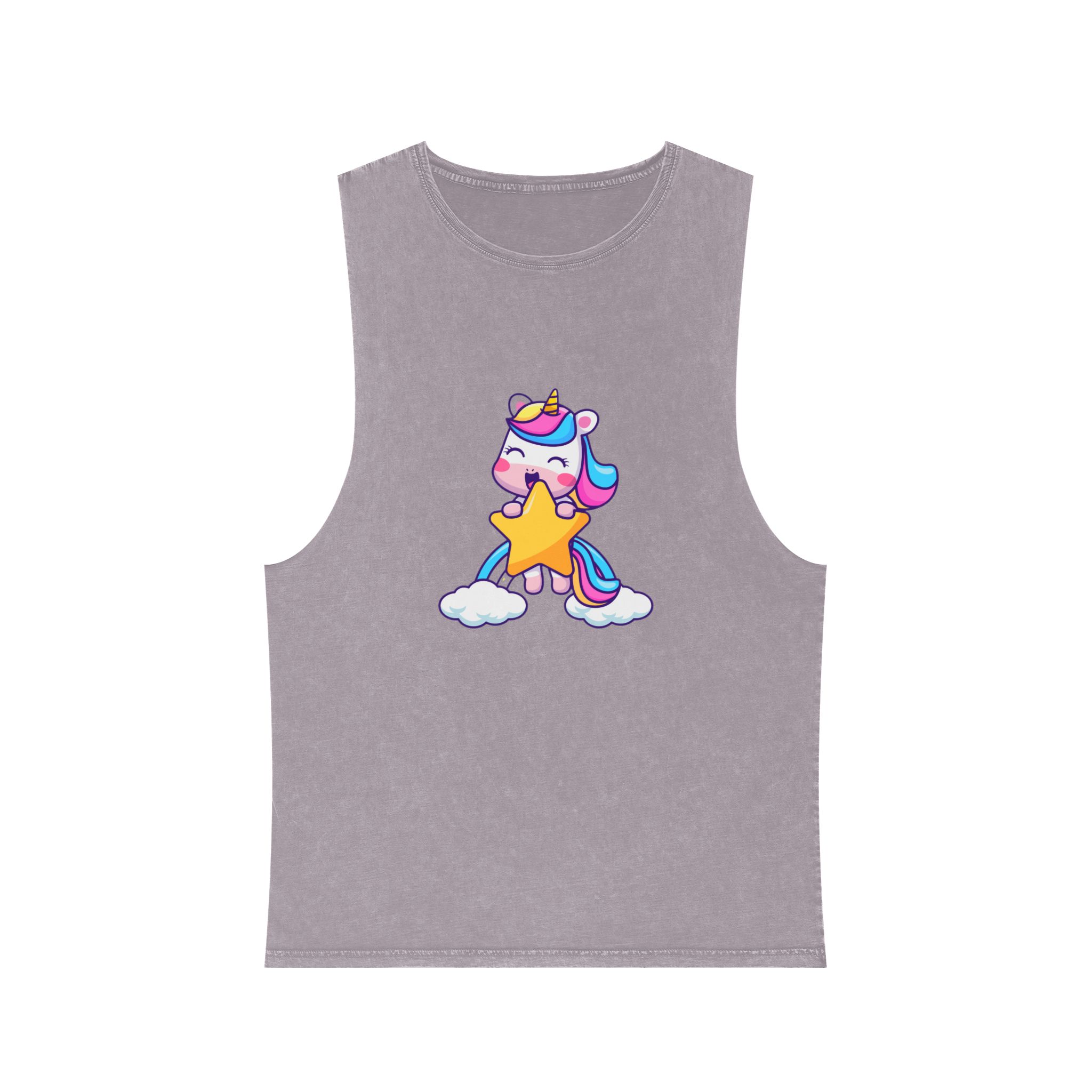 Cute Unicorn Double Star Unisex Stonewash Tank Top - Image 17