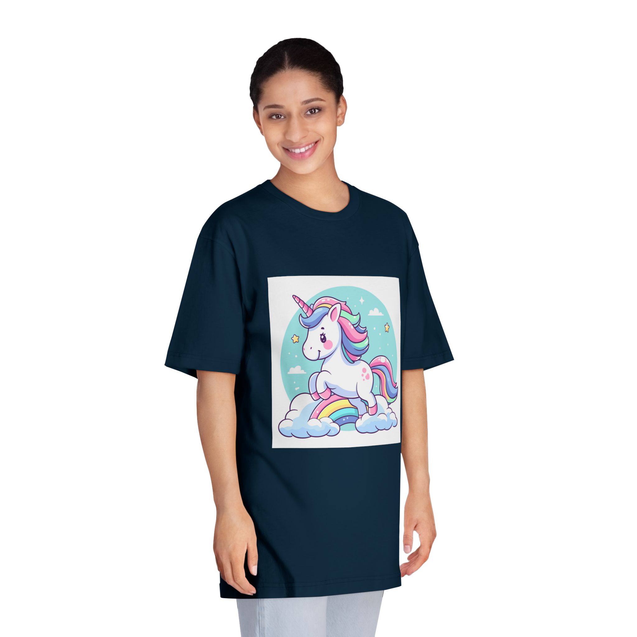 Cartoon Unicorn With Rainbow Its Tail Unisex Classic Crewneck T Shirt - Image 19