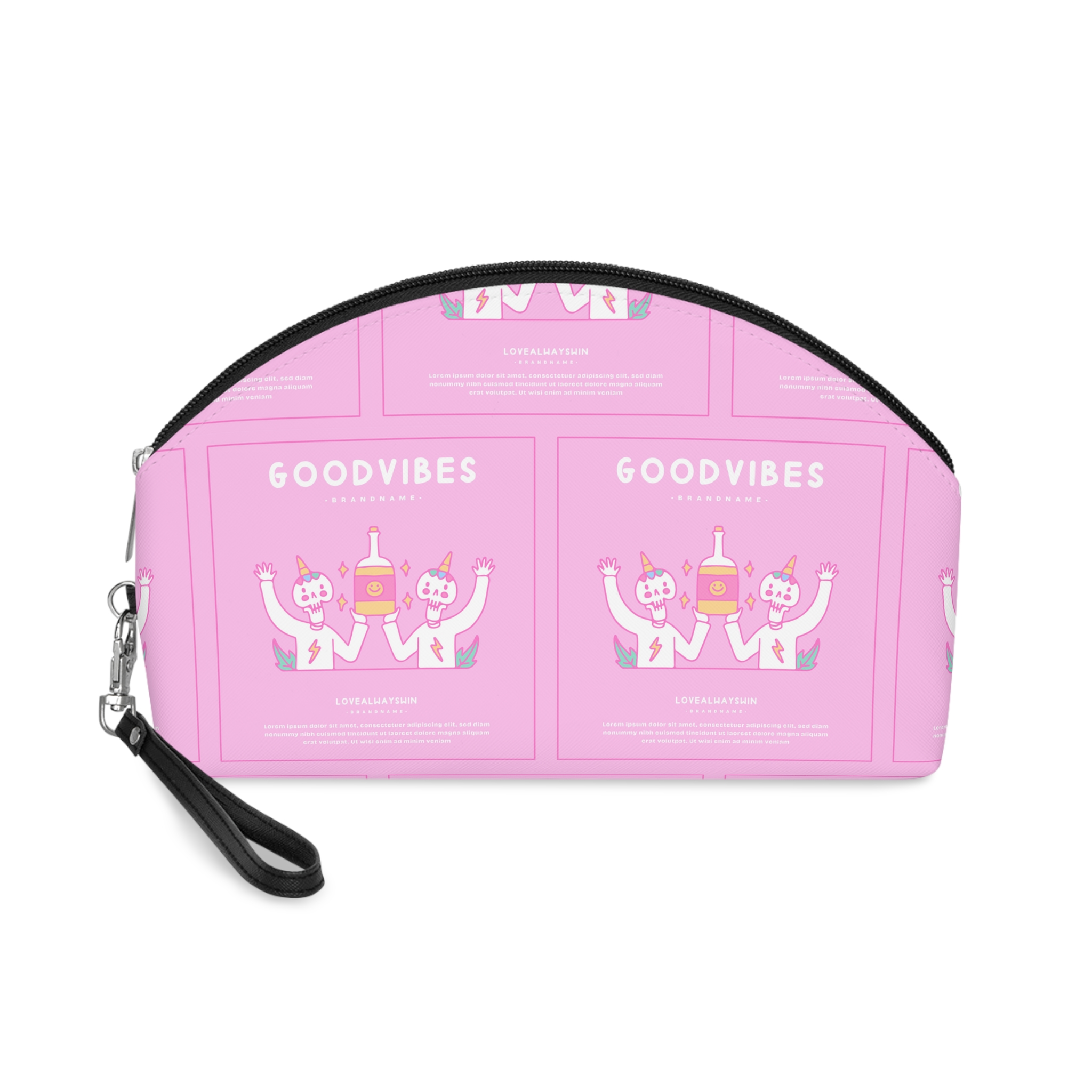 Cute Unicorn Skulls Holding Beer Bottle Illustration T Shirt Poster Makeup Bag