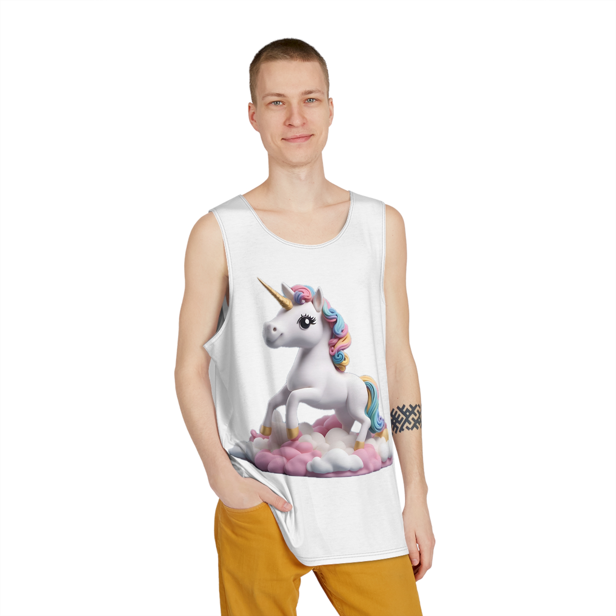 Unicorn Cloud Clouds 3d Rendering Mens Tank Aop - Image 3