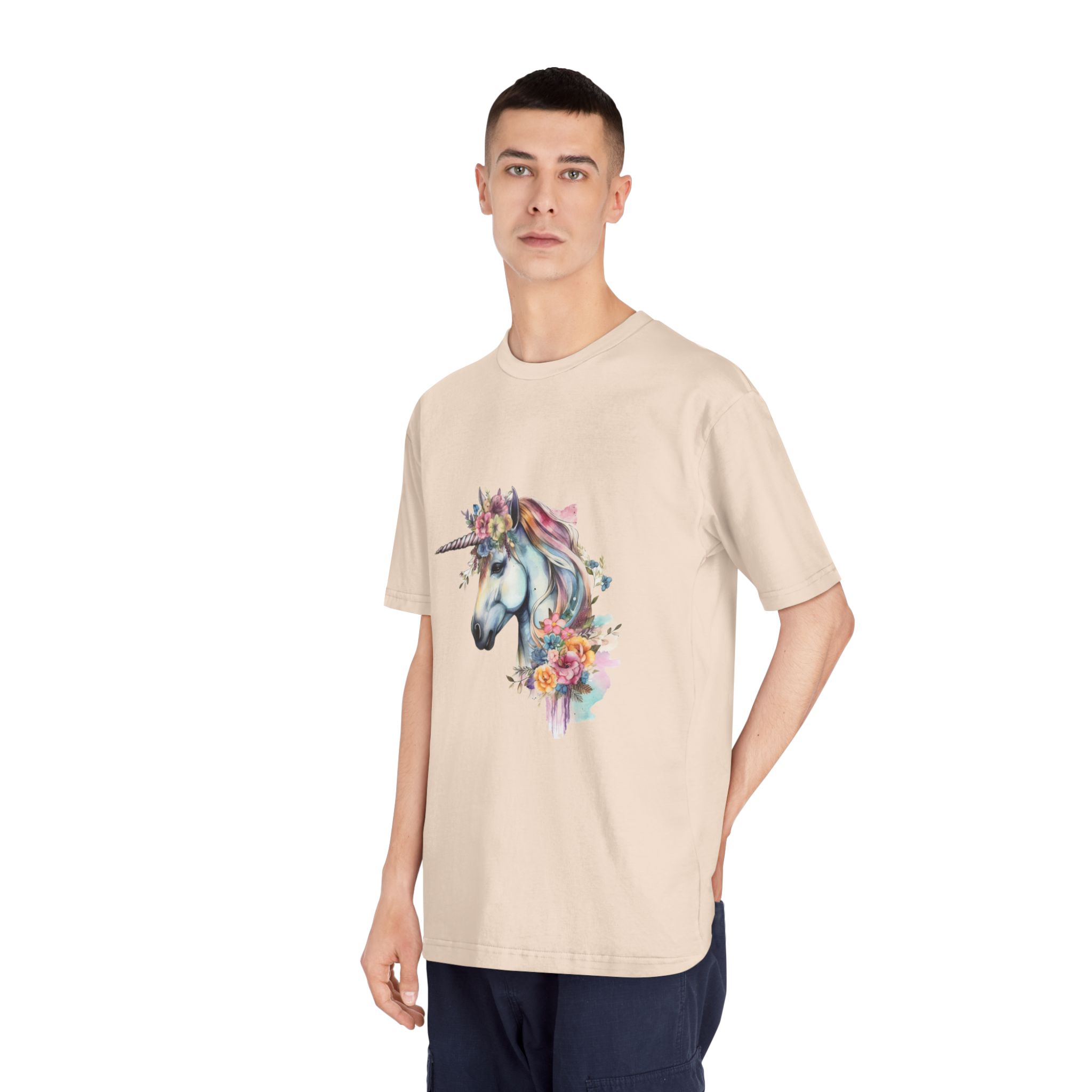 Unicorn With Flower Crown His Head Unisex Classic Crewneck T Shirt - Image 12