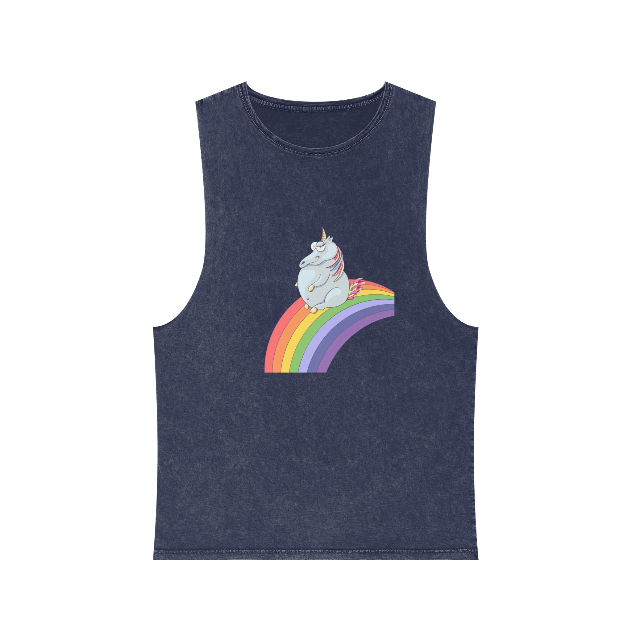 Unicorn and Rainbow Childrens Tale Magic Art Flat Unisex Stonewash Tank Top - Image 13