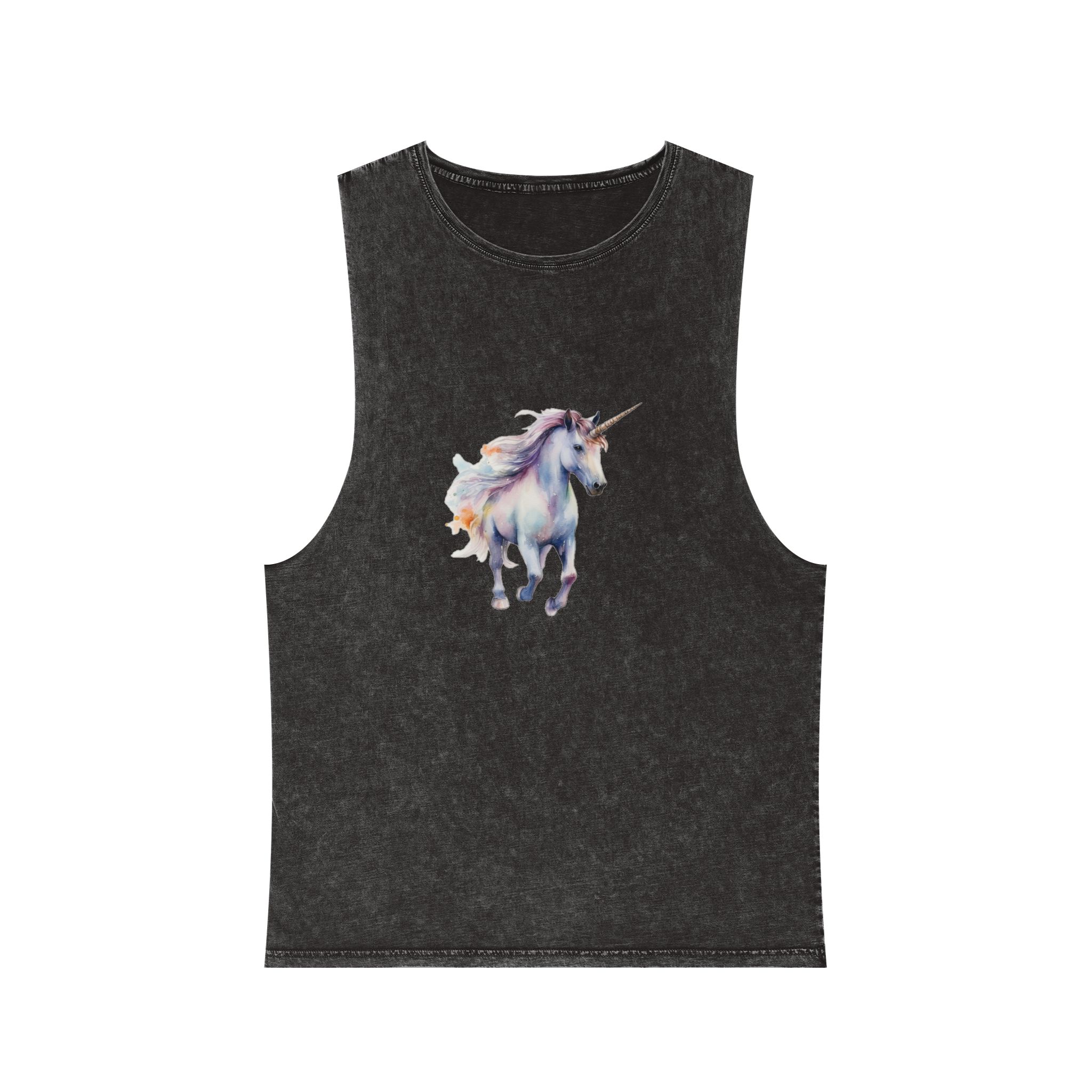 Painting Unicorn With Long Mane Colorful Mane Generative Ai (4) Unisex Stonewash Tank Top