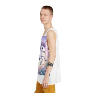 Beautiful Unicorn Running Magical Meadow Unicorn Background Images Whimsical Unicorn (1) Mens Tank Aop