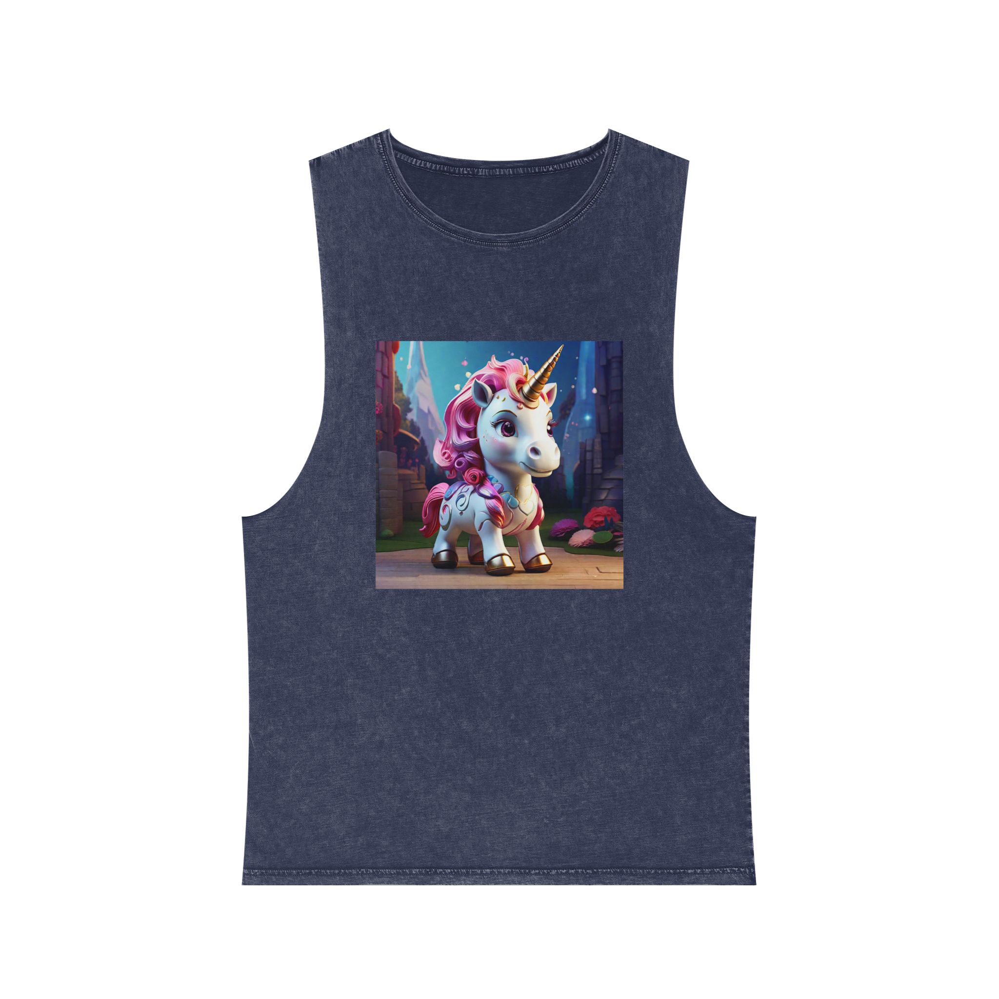 Animated Unicorn Children Generated By Ai (14) Unisex Stonewash Tank Top - Image 13