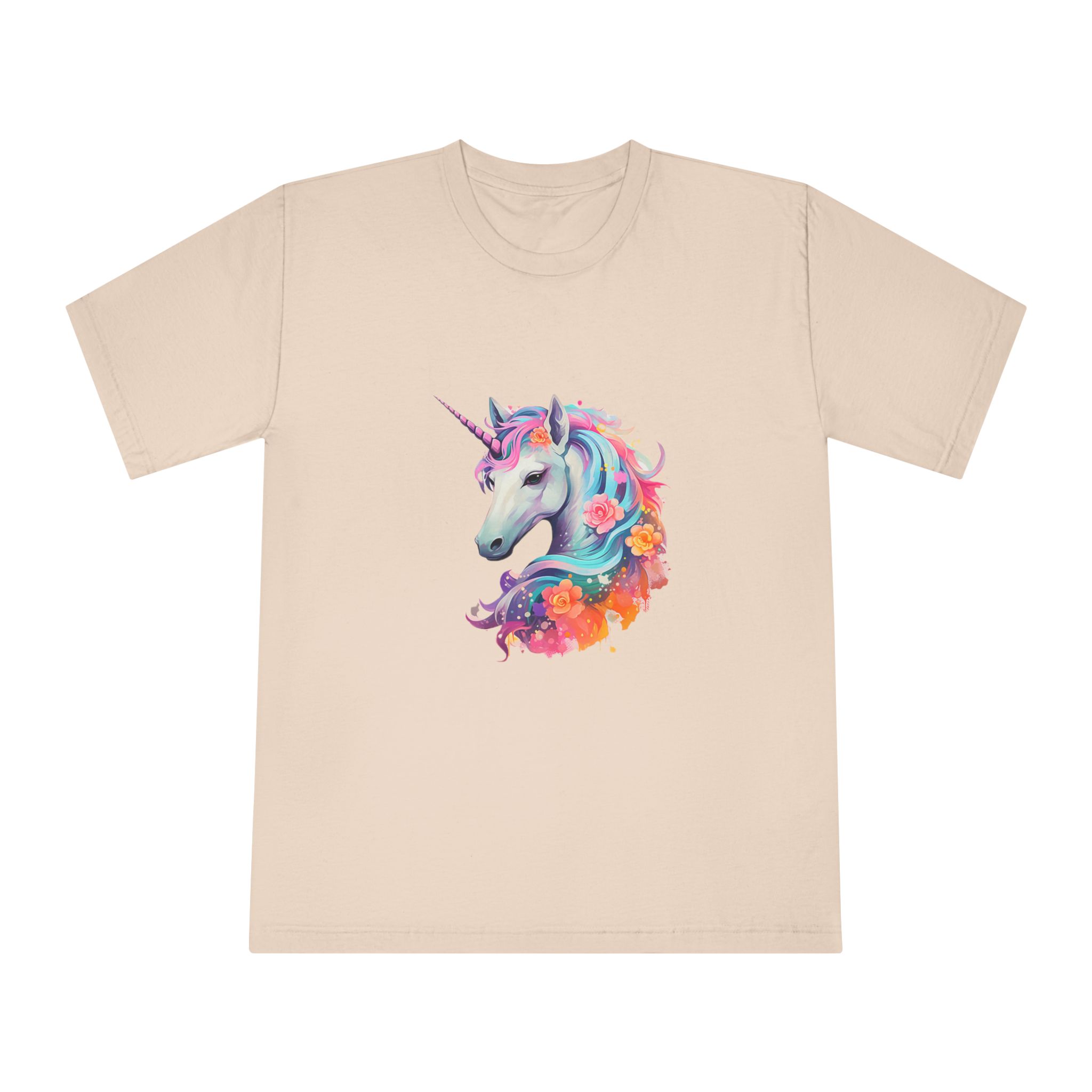 Unicorn Head Colorful Art White Background (2) Unisex Classic Crewneck T Shirt - Image 9