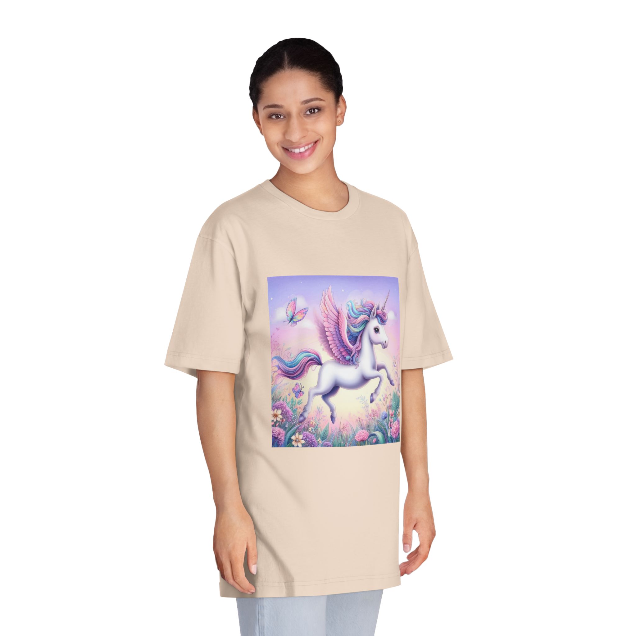 Beautiful Unicorn Running Magical Meadow Unicorn Background Images Whimsical Unicorn (41) Unisex Classic Crewneck T Shirt - Image 11