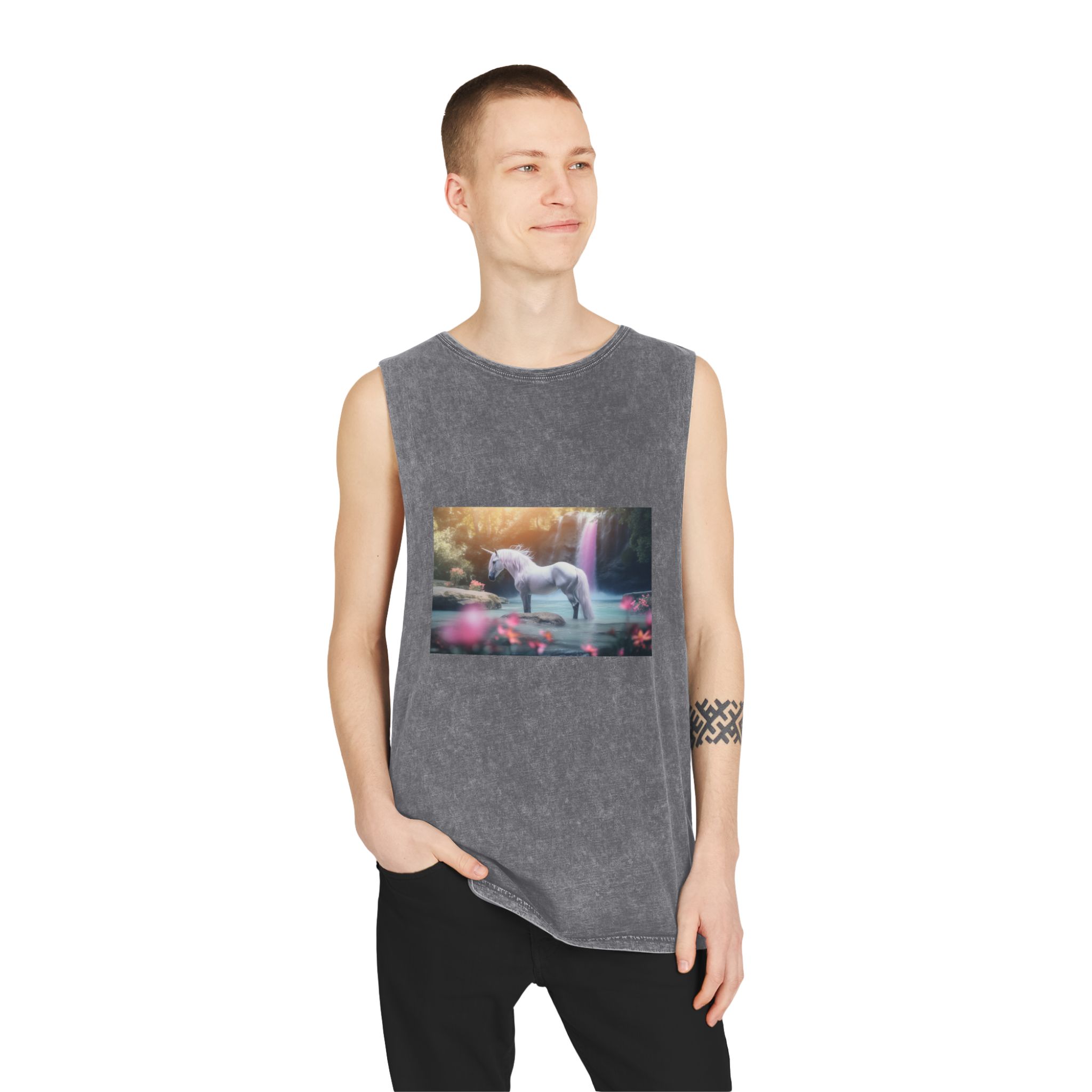 Magical Mythical Unicorn Creature 8 Unisex Stonewash Tank Top - Image 11