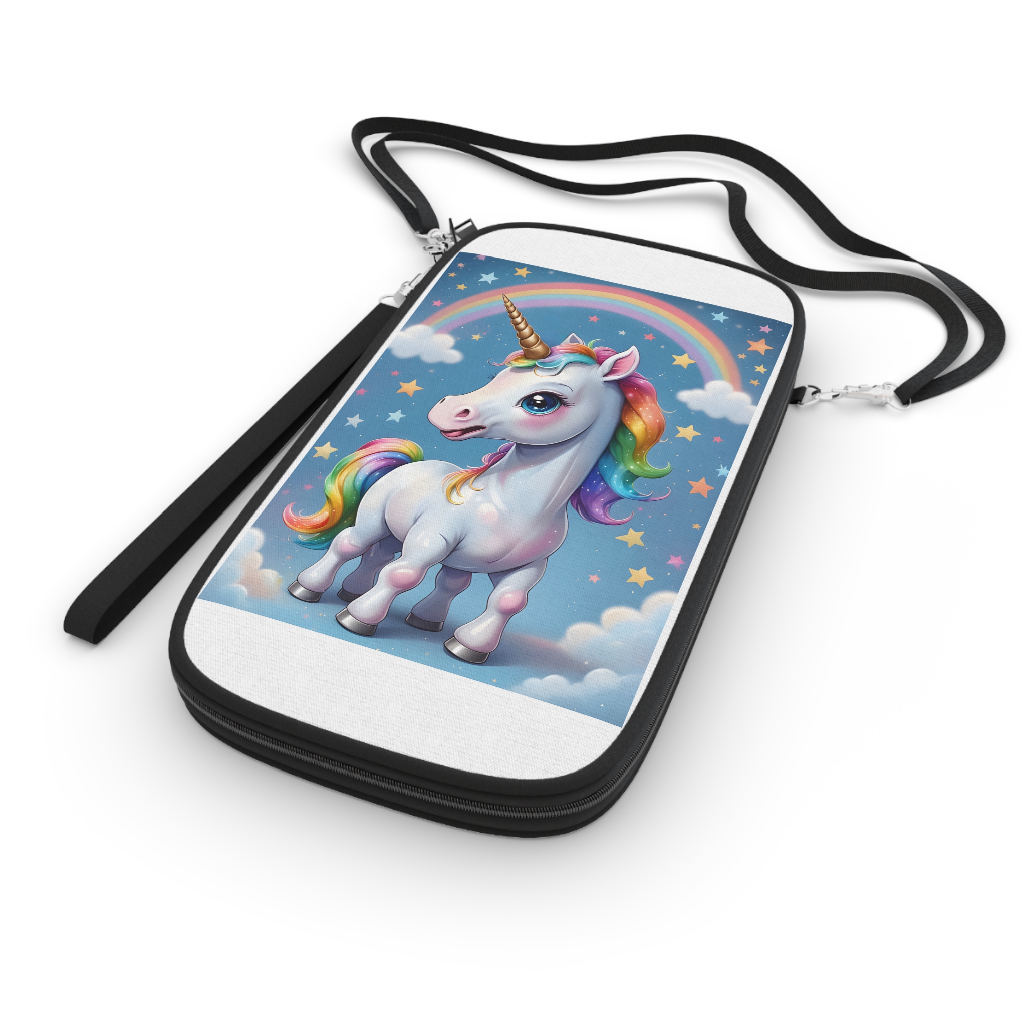 Happy Unicorn Background Sky Rainbow Copy Passport Wallet - Image 3