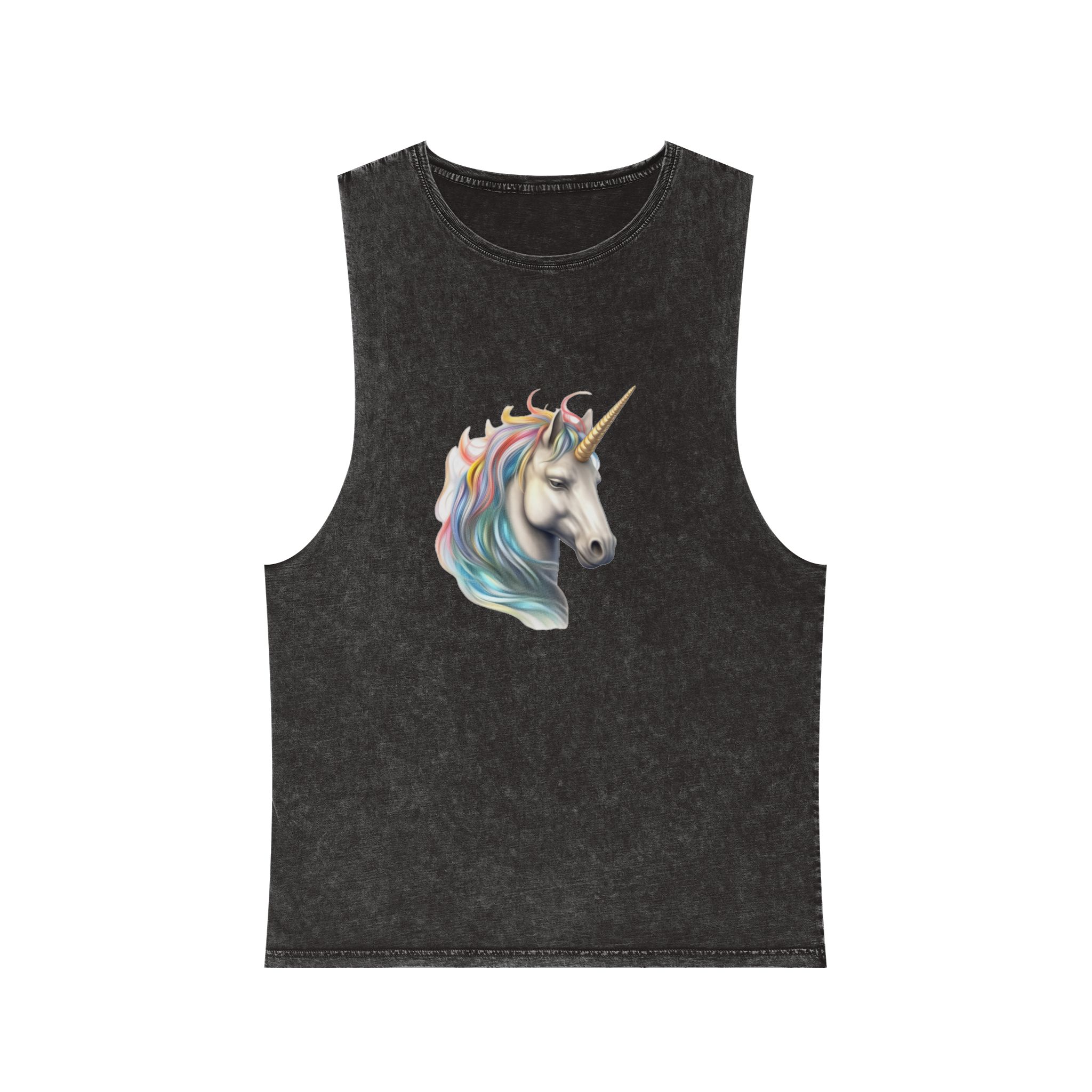 There Is Drawing Unicorn With Colorful Mane Generative Ai Unisex Stonewash Tank Top