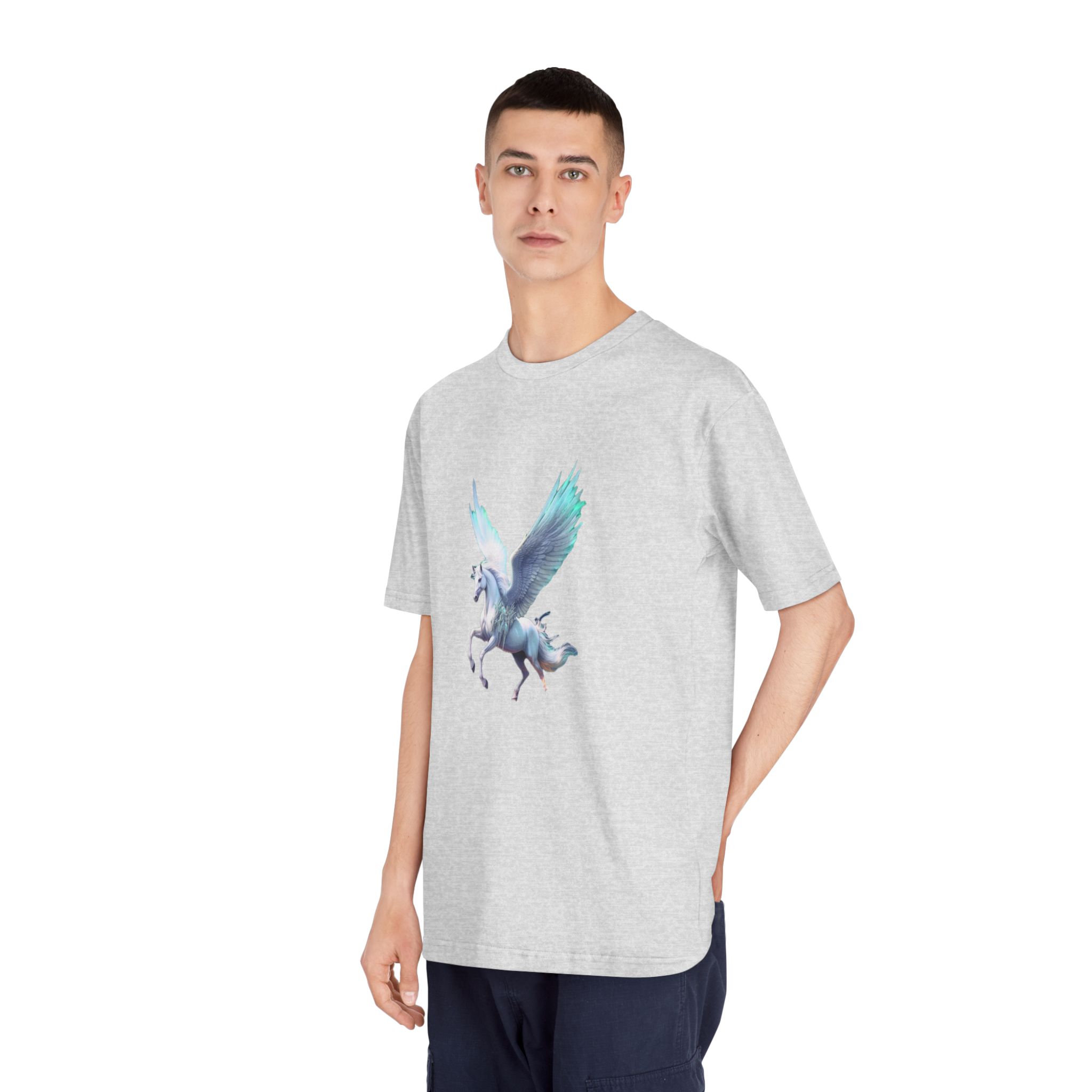 Unicorn With Wings Flying Sky With Full Moon Background Generative Ai Unisex Classic Crewneck T Shirt - Image 16