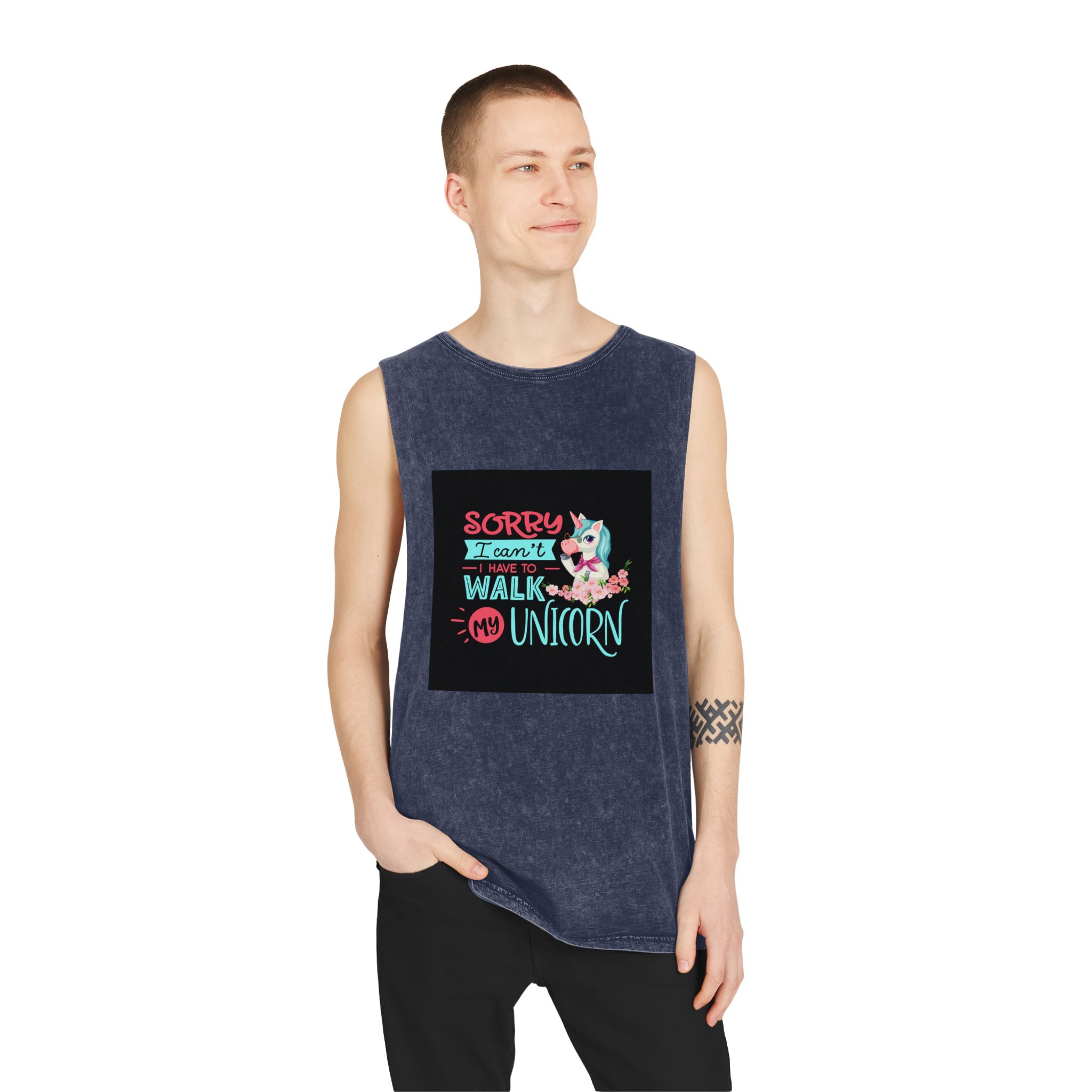 Unicorn Design 5 Unisex Stonewash Tank Top - Image 15