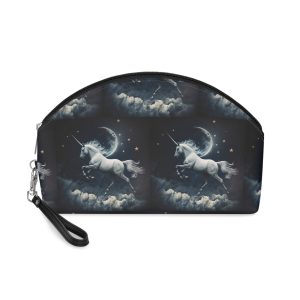 Unicorn Clouds With Full Moon Background Generative Ai Makeup Bag