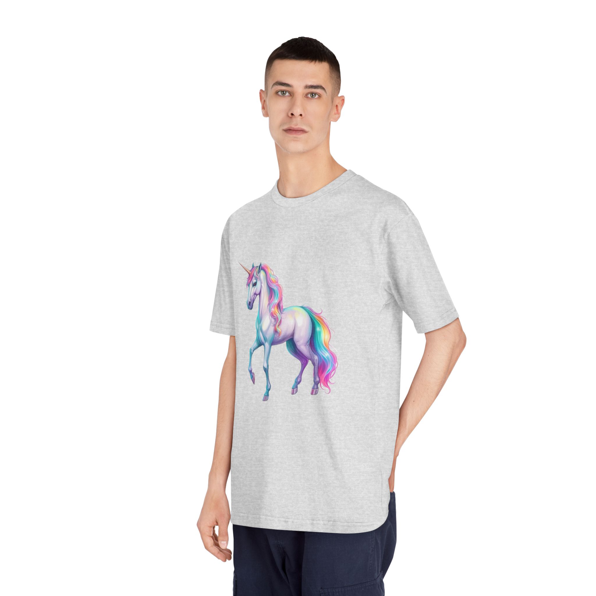 White Unicorn With Rainbow Mane Long Mane Generative Ai Fotor Bg Remover 20231203171019 Unisex Classic Crewneck T Shirt - Image 16