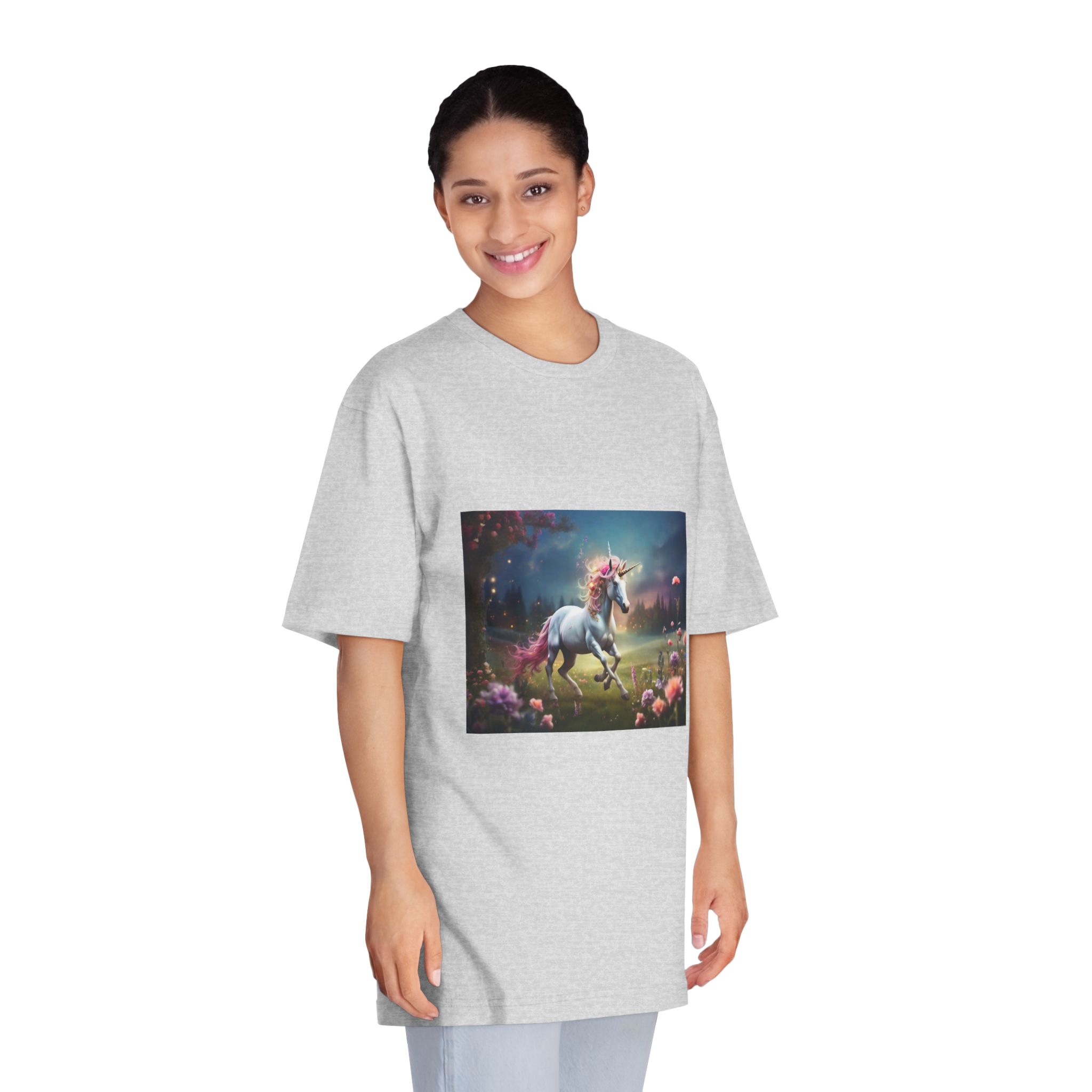 Beautiful Unicorn Running Magical Meadow Unicorn Background Images Whimsical Unicorn (5) Unisex Classic Crewneck T Shirt - Image 15