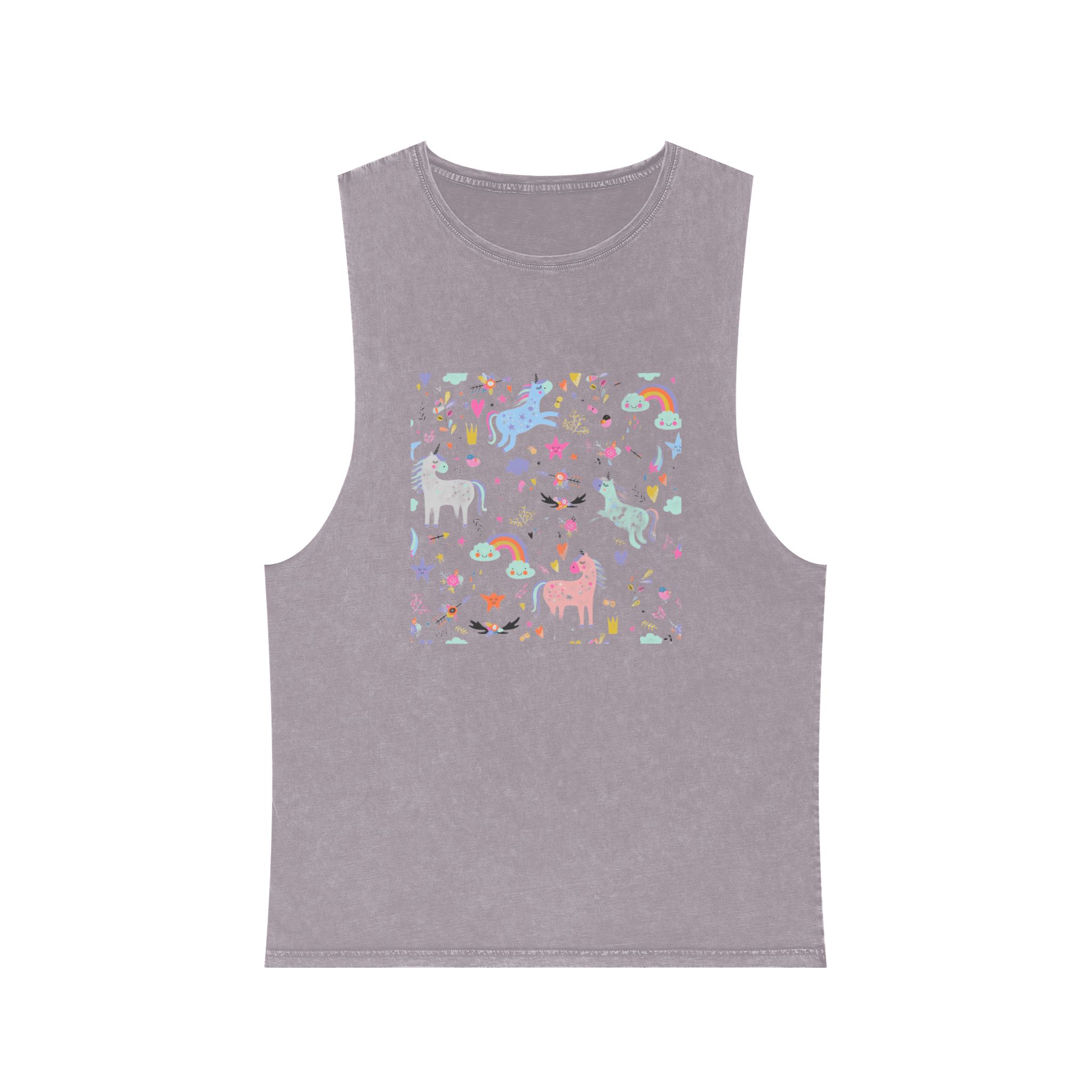 Unicorn Pattern (1) Unisex Stonewash Tank Top - Image 17